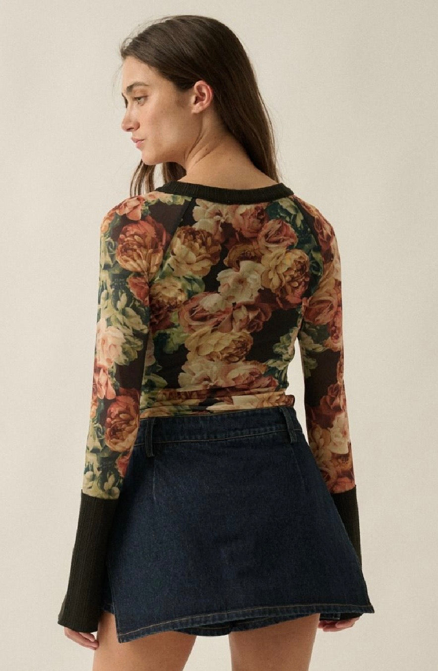 Betty Floral Mesh Top