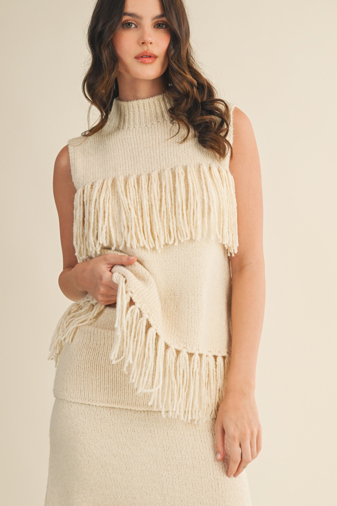 Fringed Sleeveless Sweater