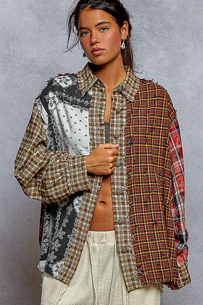 Baylor Plaid Mix Button Down