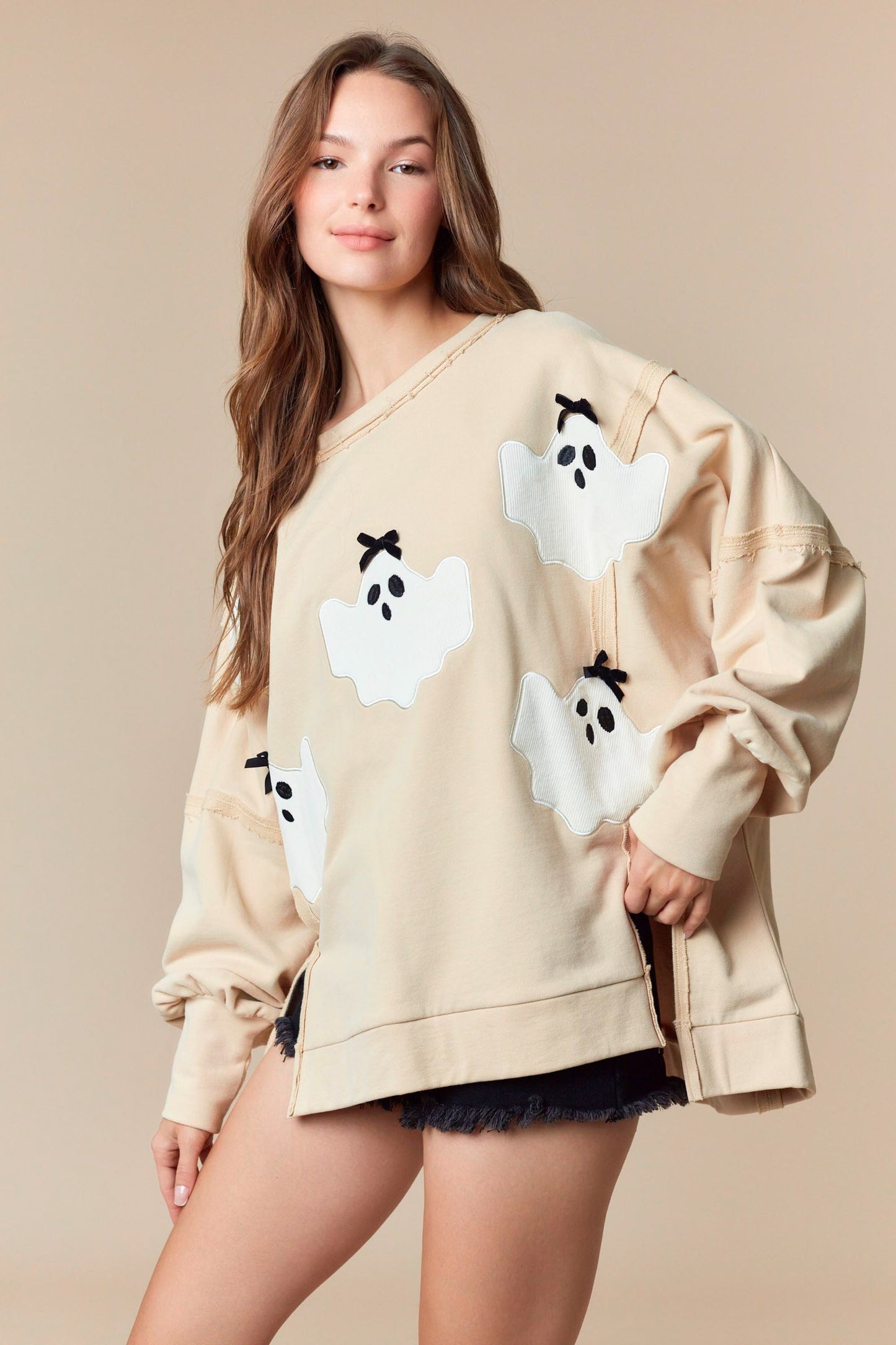 Boo With Bow Oversized Sweatshirt