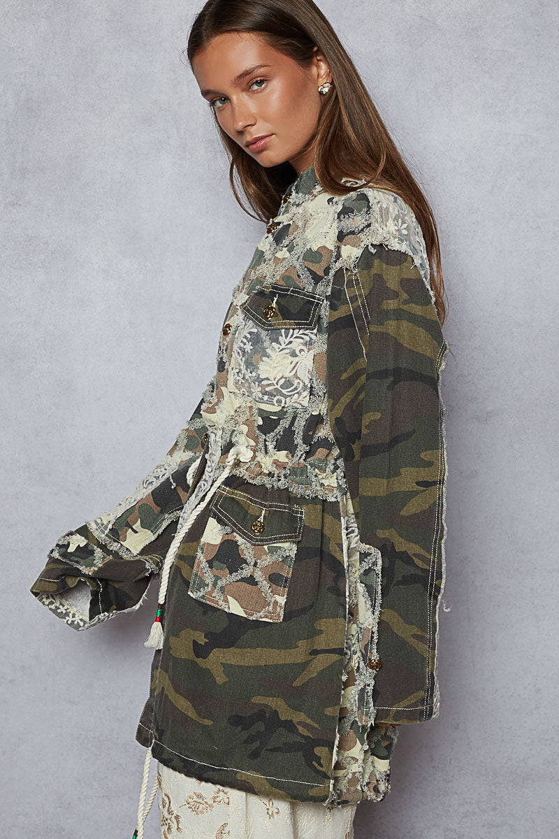 Camo & Lace Utility Jacket