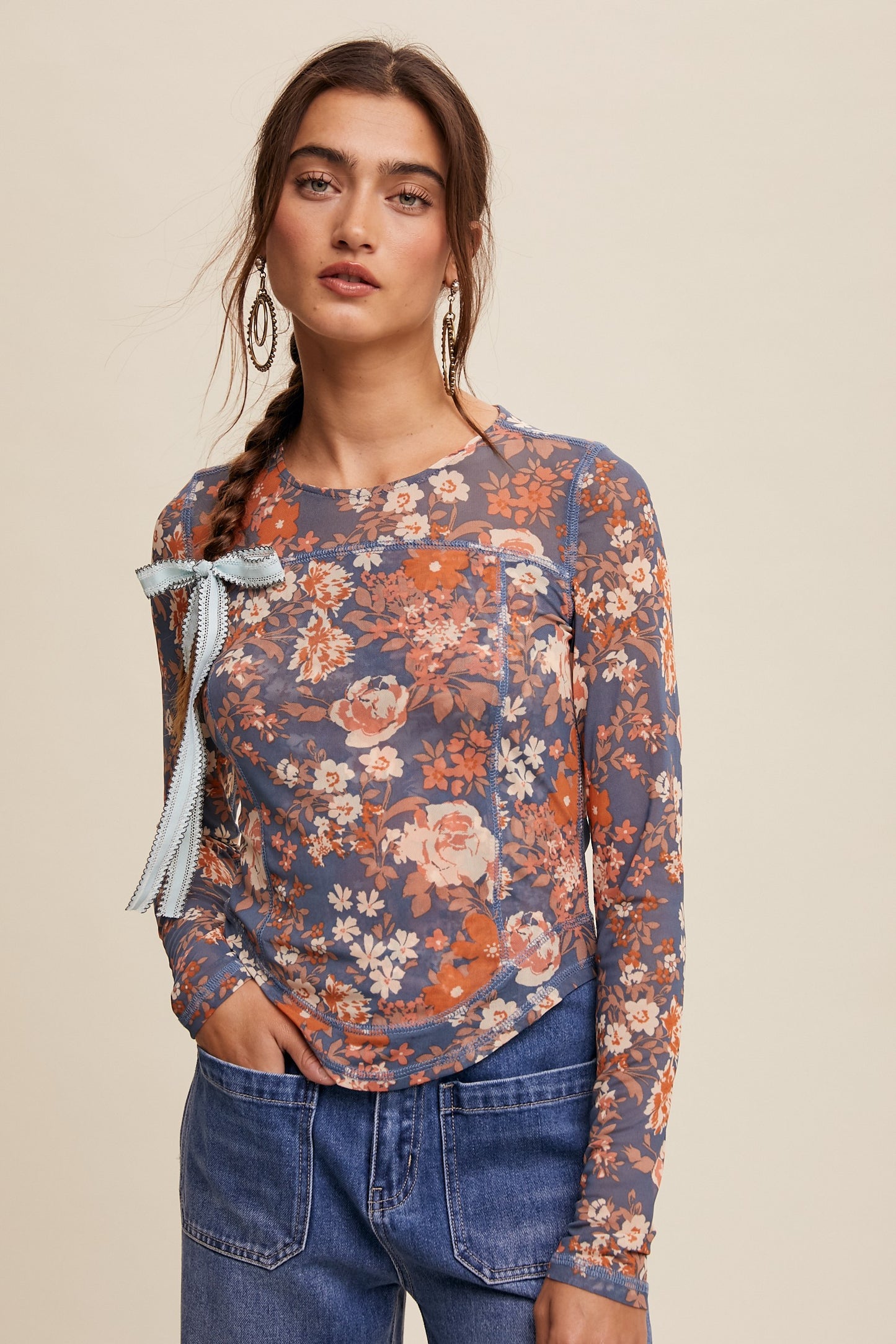 Karington Floral Mesh Top
