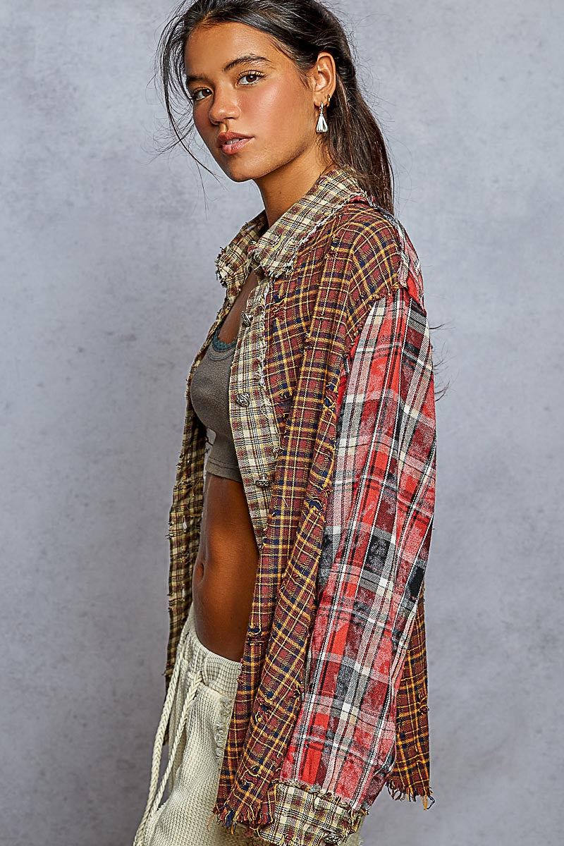 Baylor Plaid Mix Button Down
