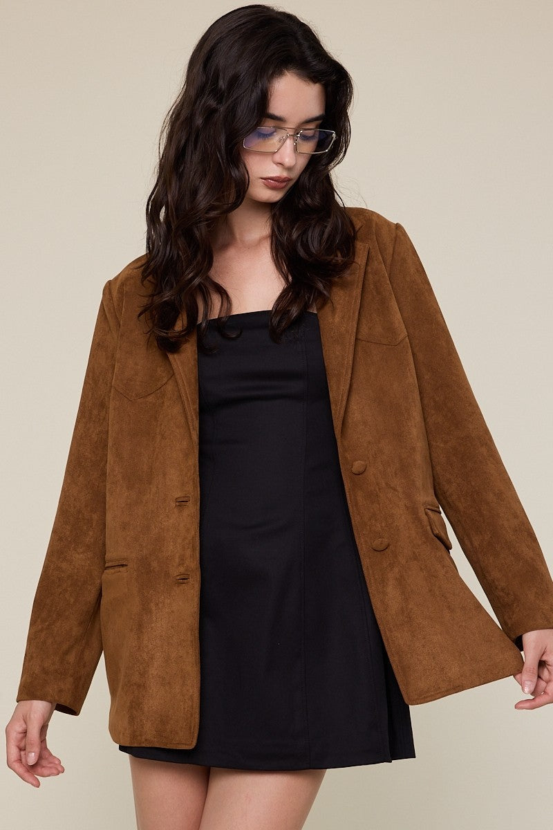 Fin Oversized Suede Like Blazer