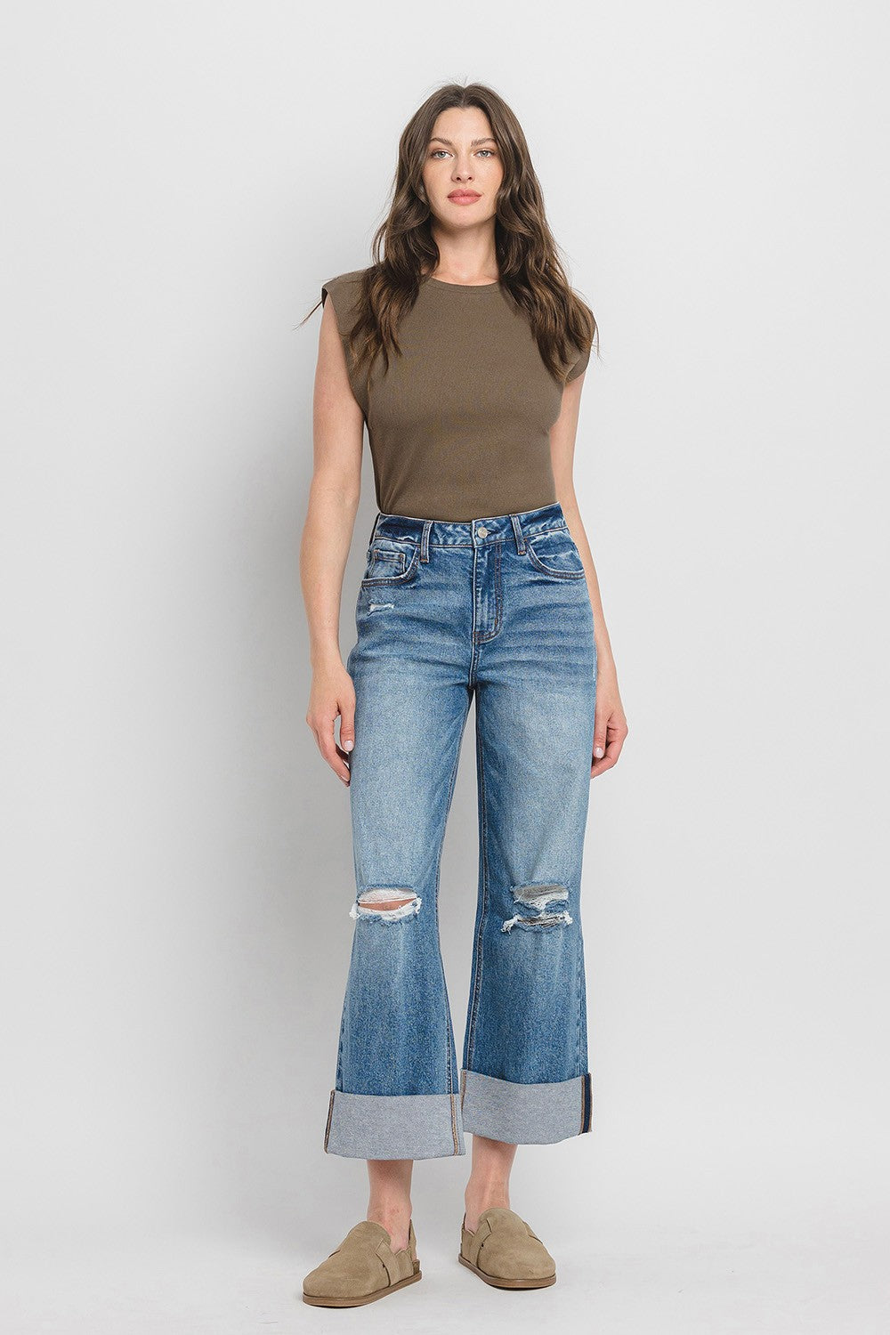 Rosy Double Cuff Baggy Jean