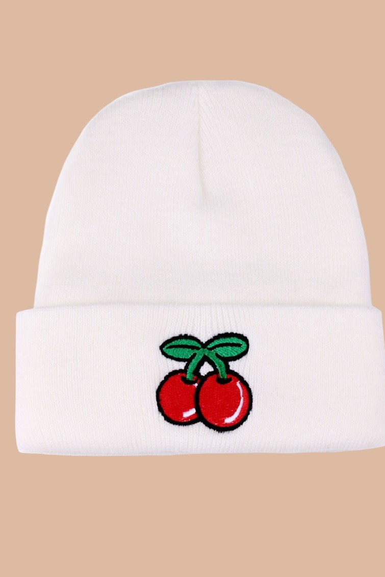 Cherry Embroidered Beanie