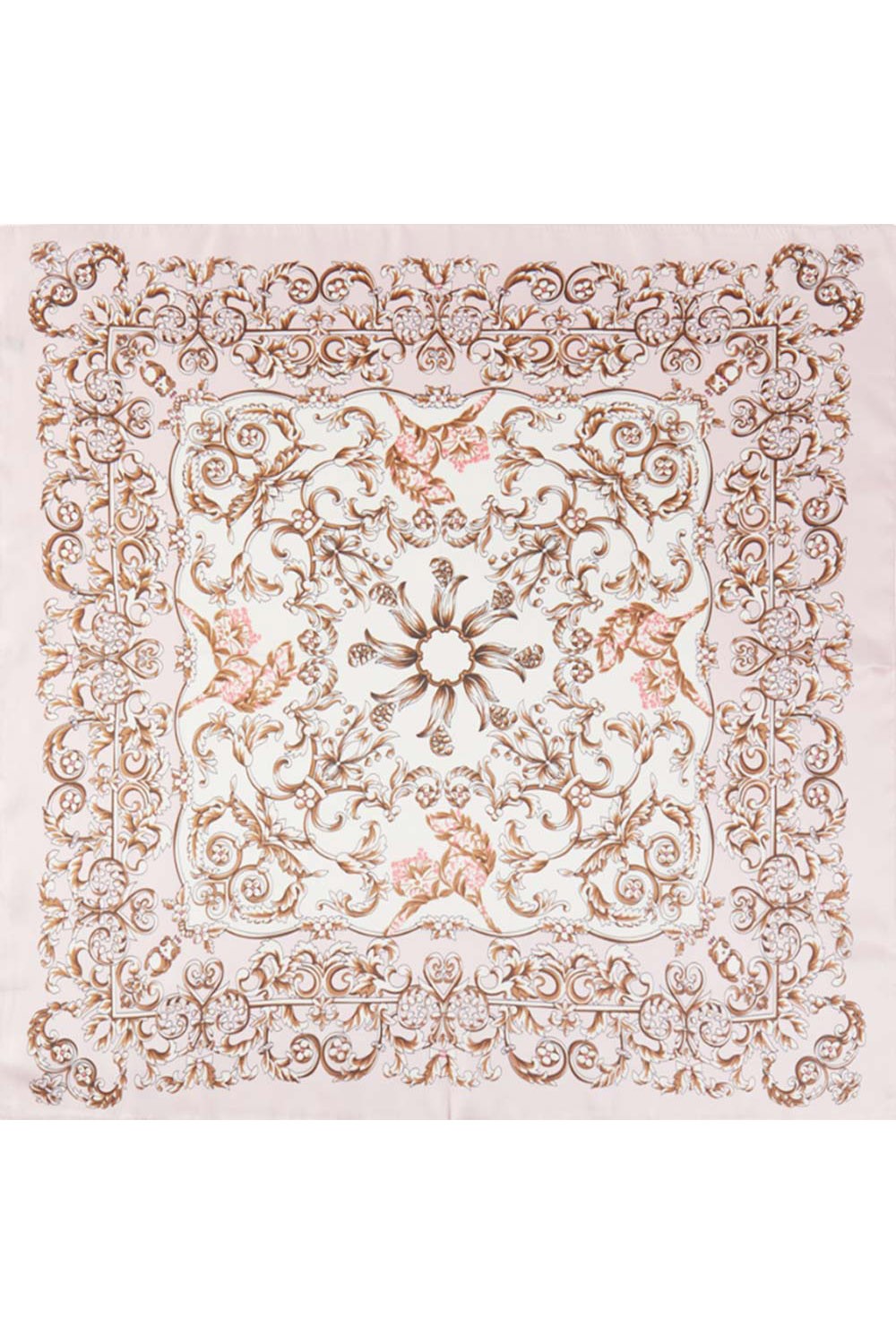 Baroque Floral Silky Bandana Scarf- Pink