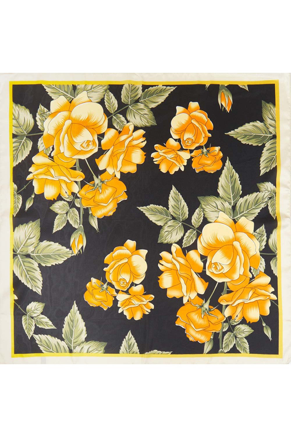 Floral Garden Silky Bandana Scarf- Black