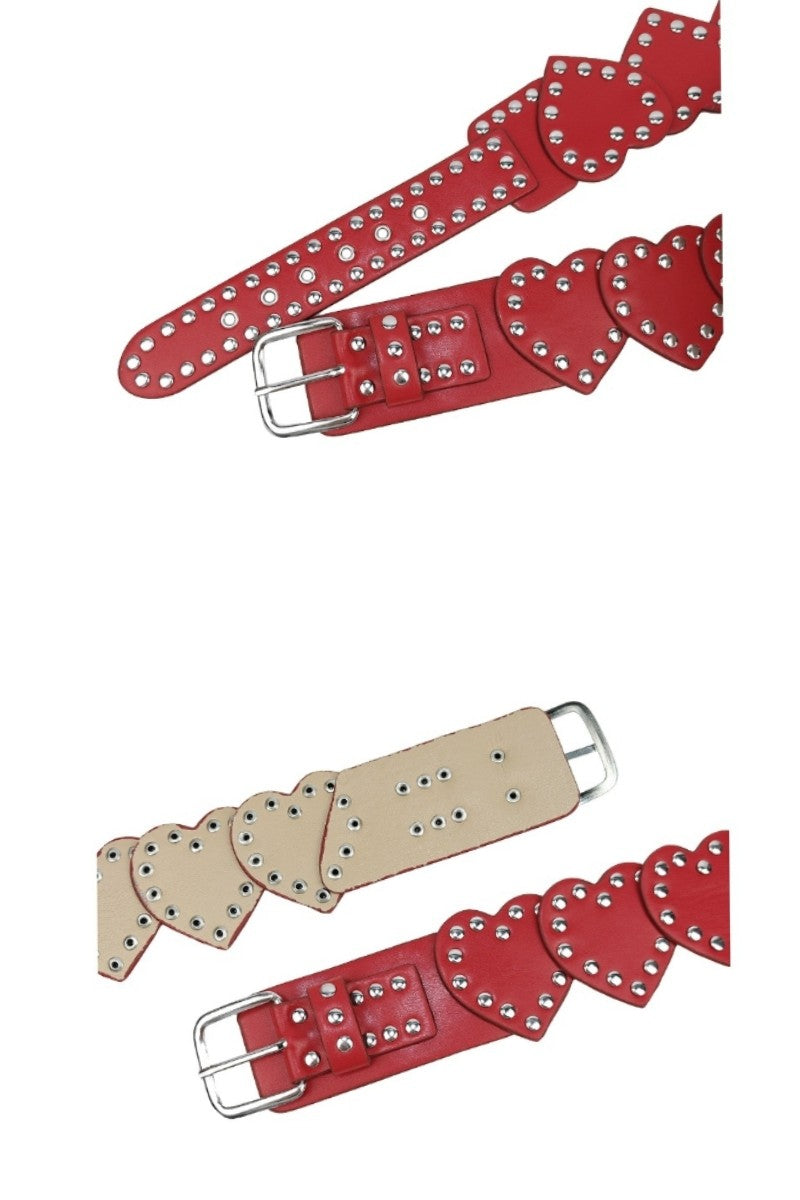 Western Heart Studded Pu Leather Belt