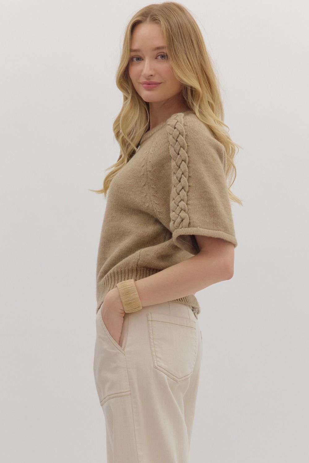 Braided Sleeve Sweater