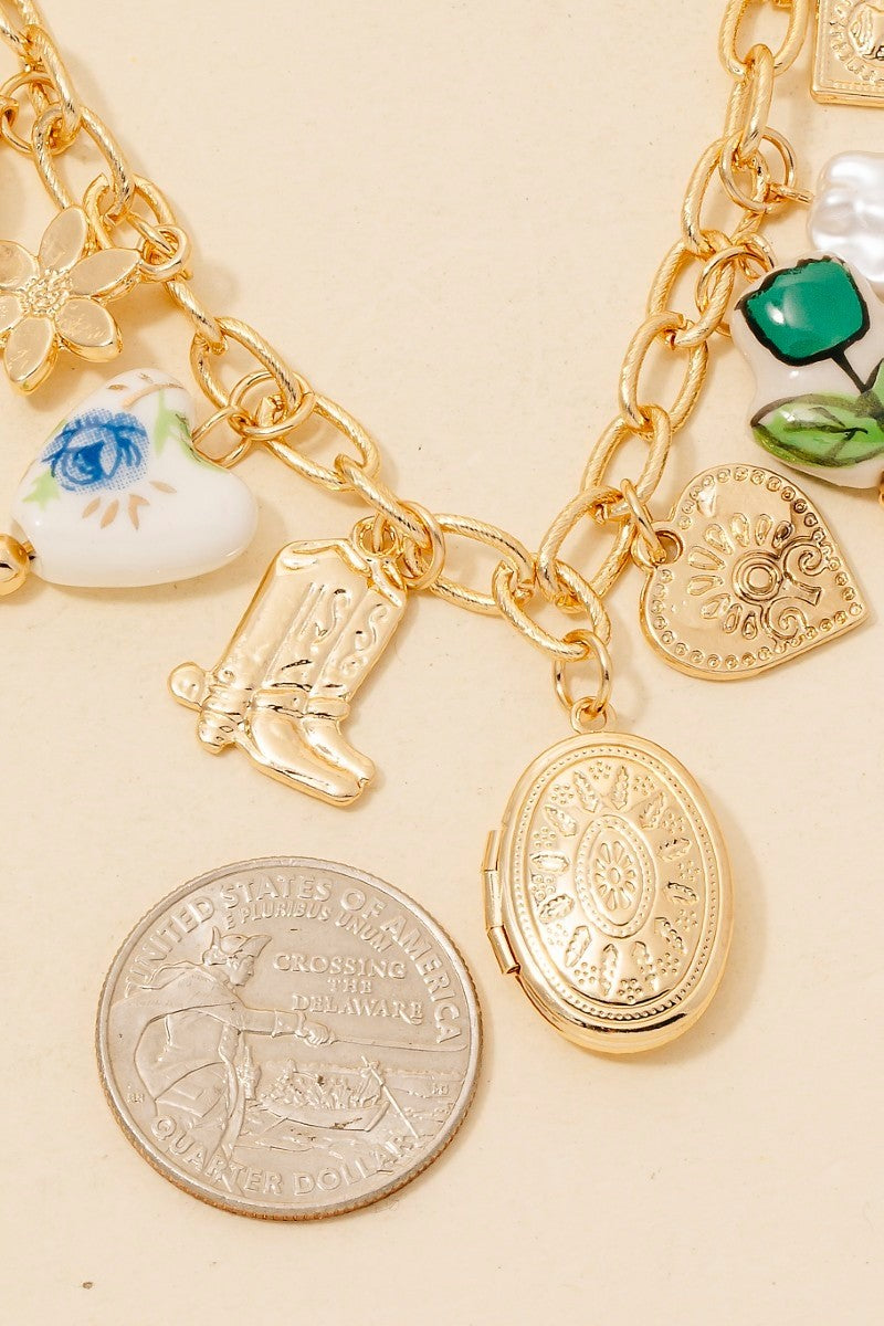Floral Western Charm Necklace