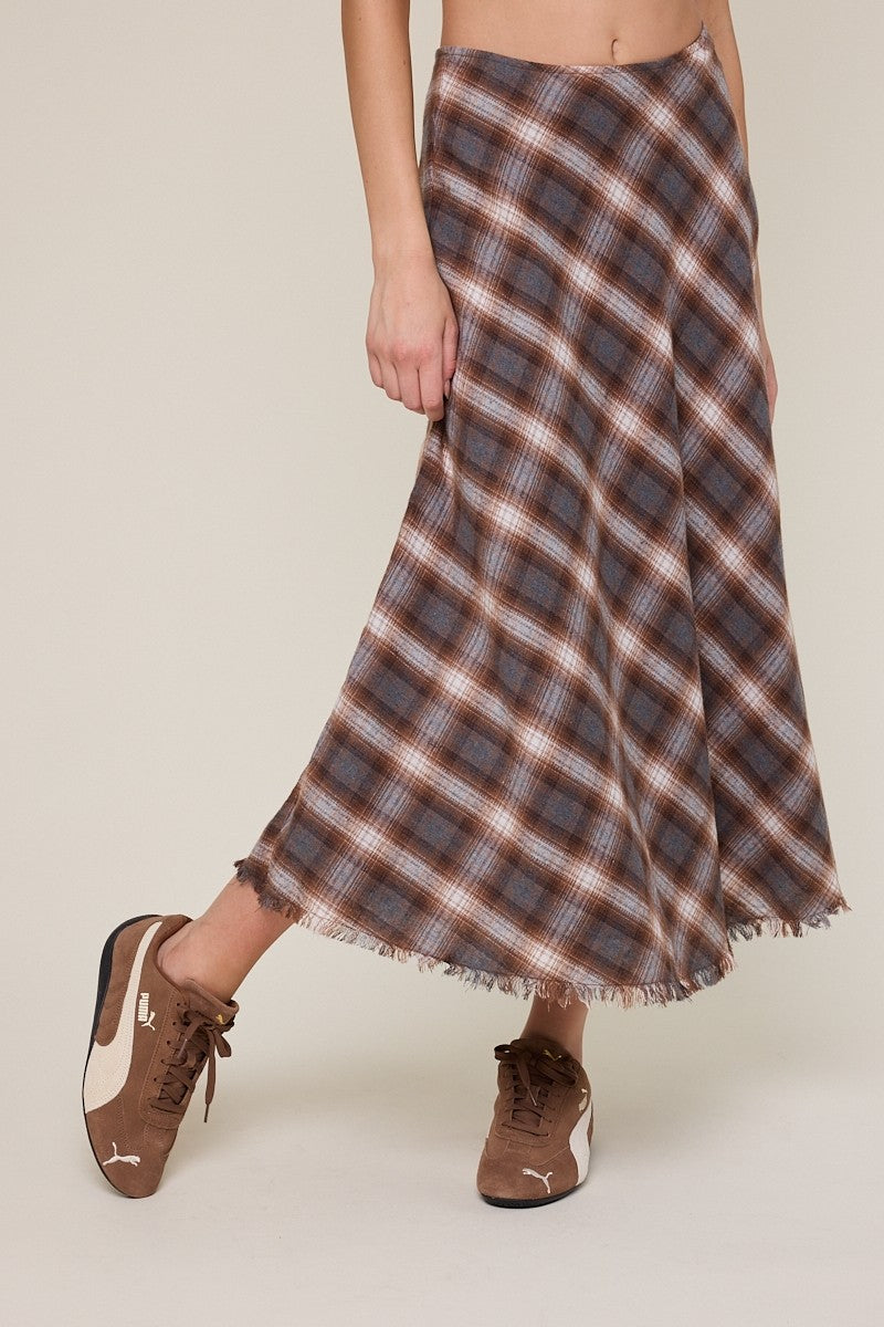 Tartan Checker Fringe Skirt