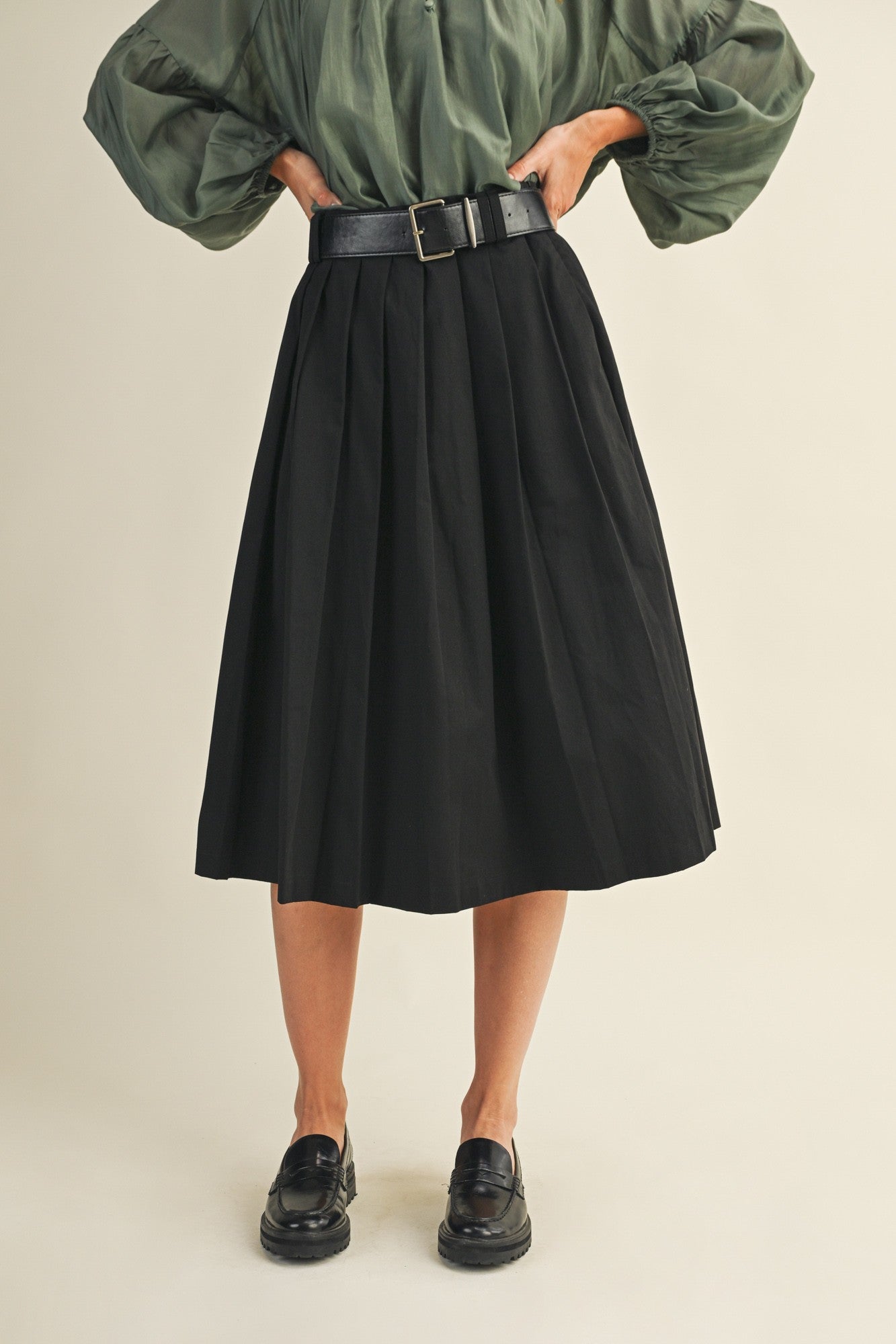 M. Priestly Belted Pleated Skirt