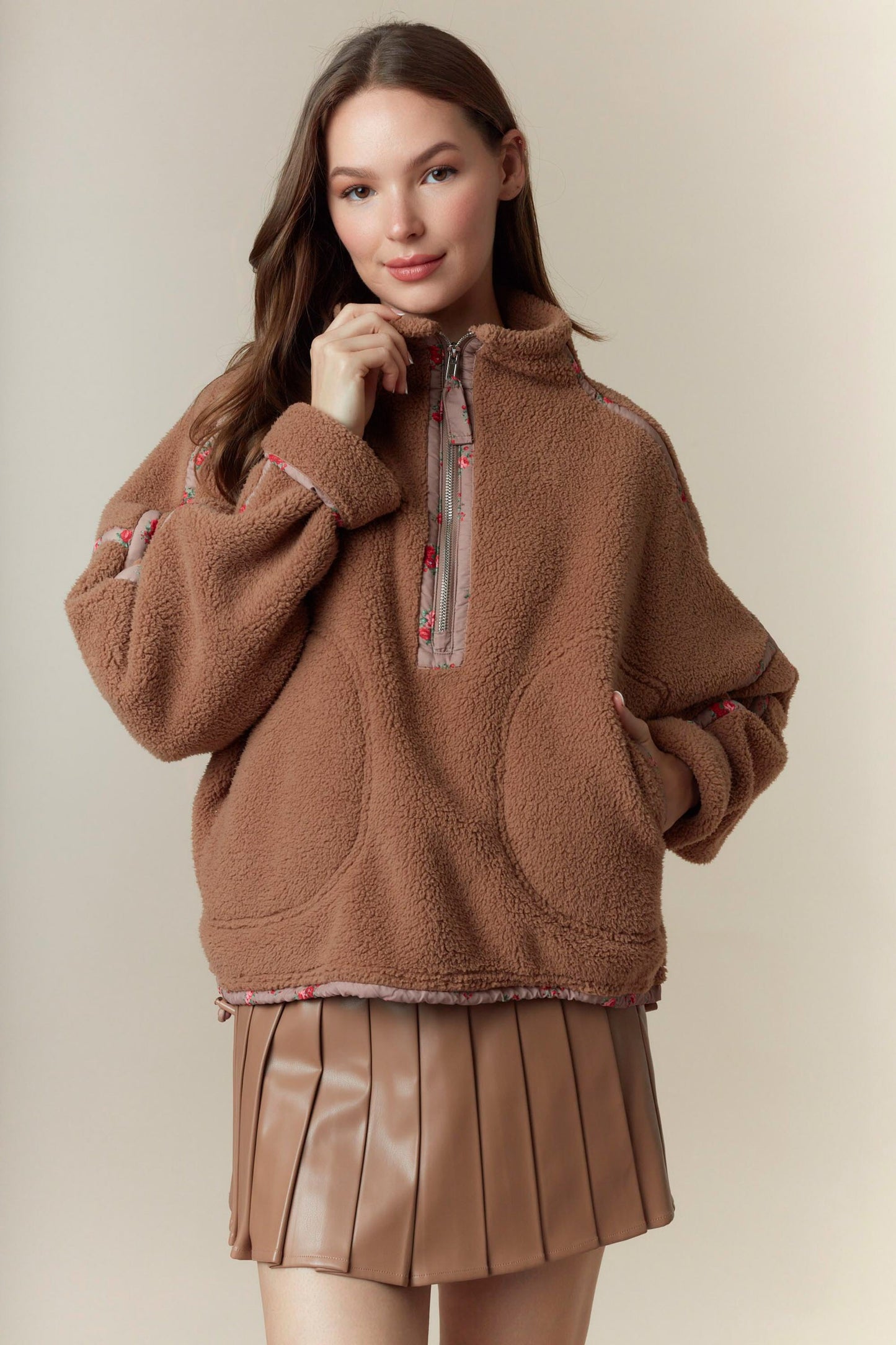 Ditsy Floral Edge Sherpa Jacket