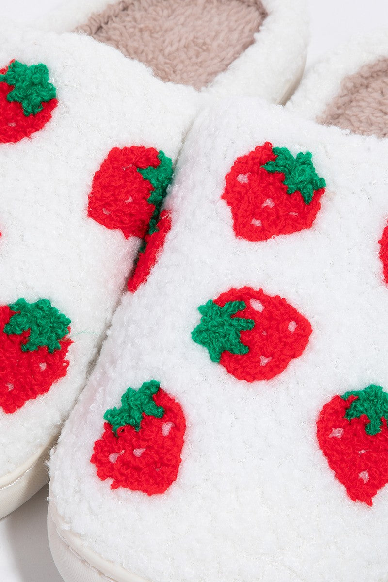 Strawberry Fuzzy Slippers