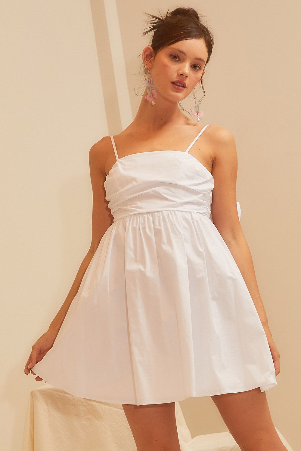 Babydoll Back Tie Smocled Dress