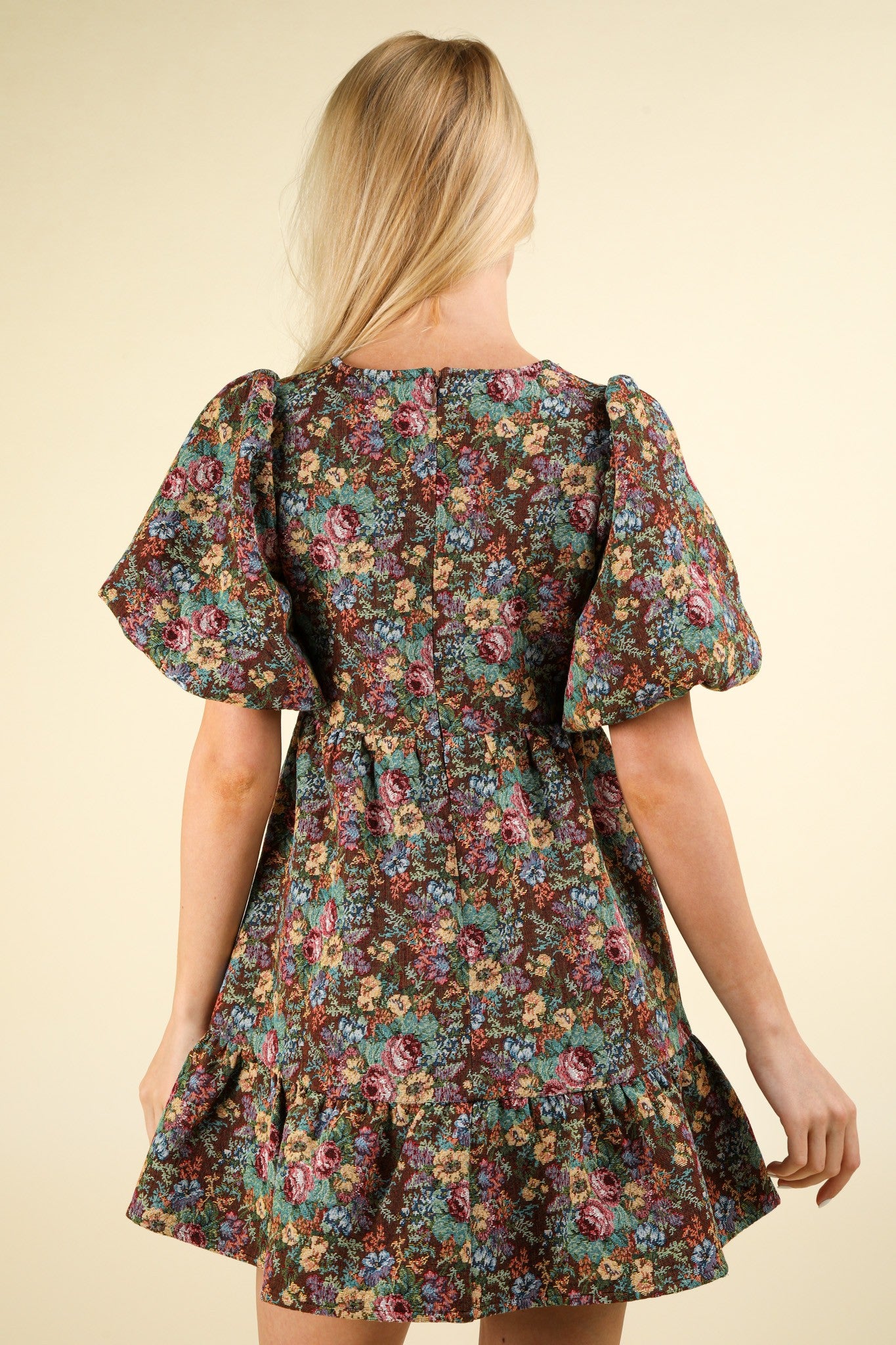 Floral Jacquard Mini Dress