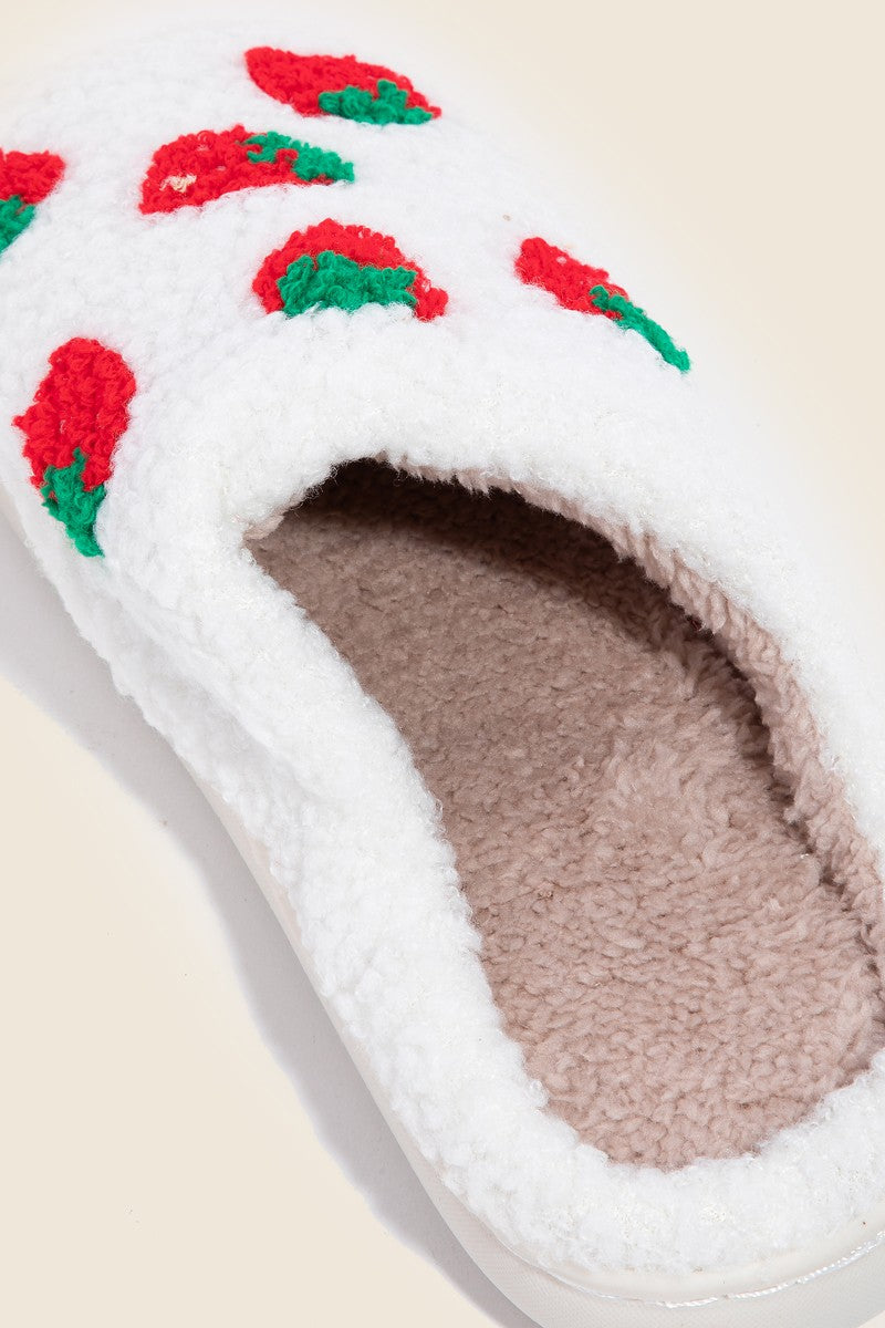 Strawberry Fuzzy Slippers