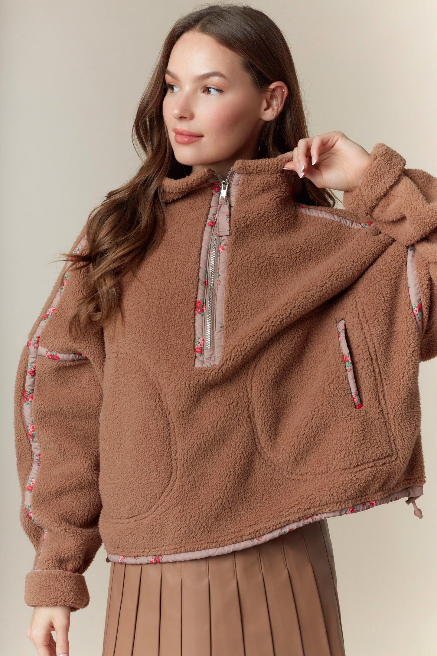 Ditsy Floral Edge Sherpa Jacket