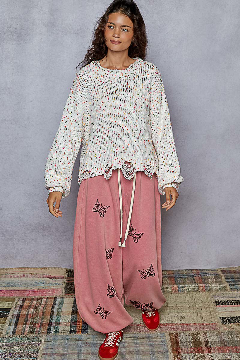 Confetti Cozy Distressed Sweater