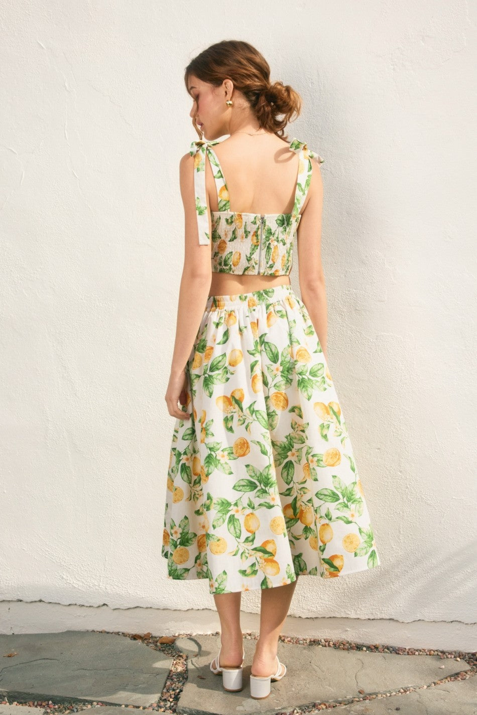 Lemon Structured Circular Midi Skirt