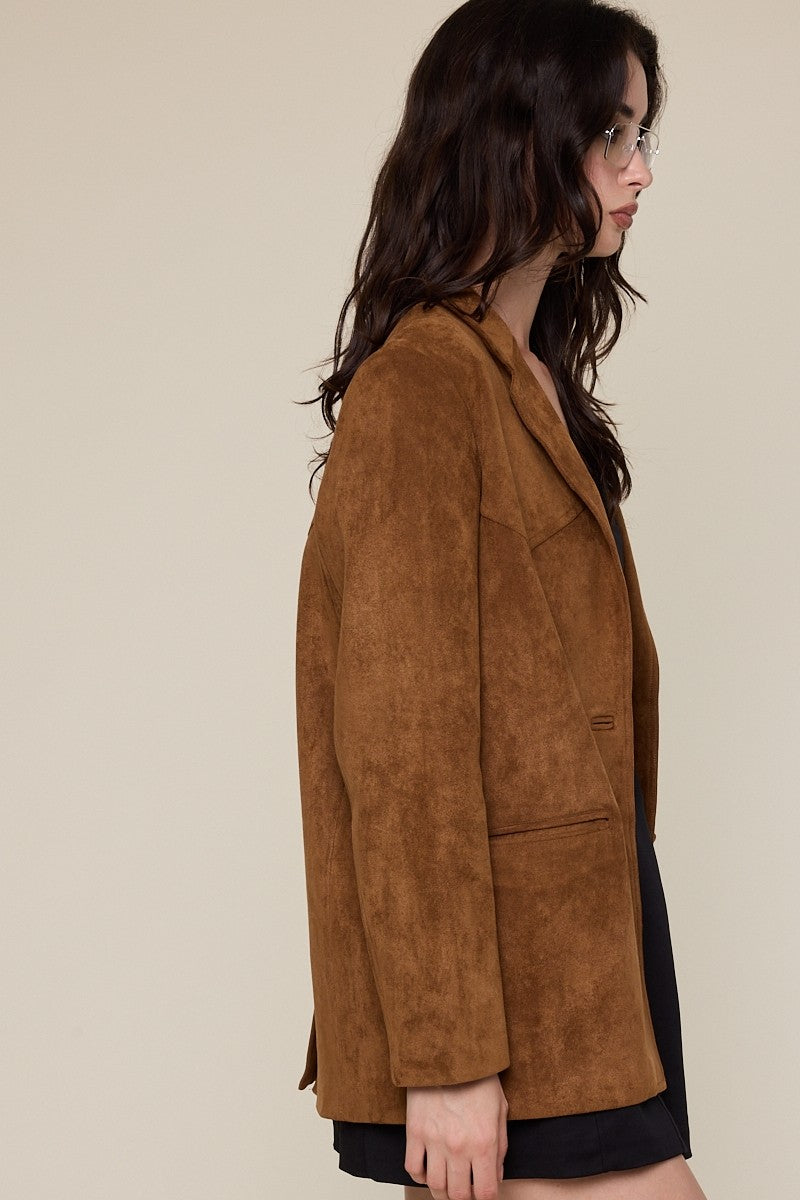 Fin Oversized Suede Like Blazer