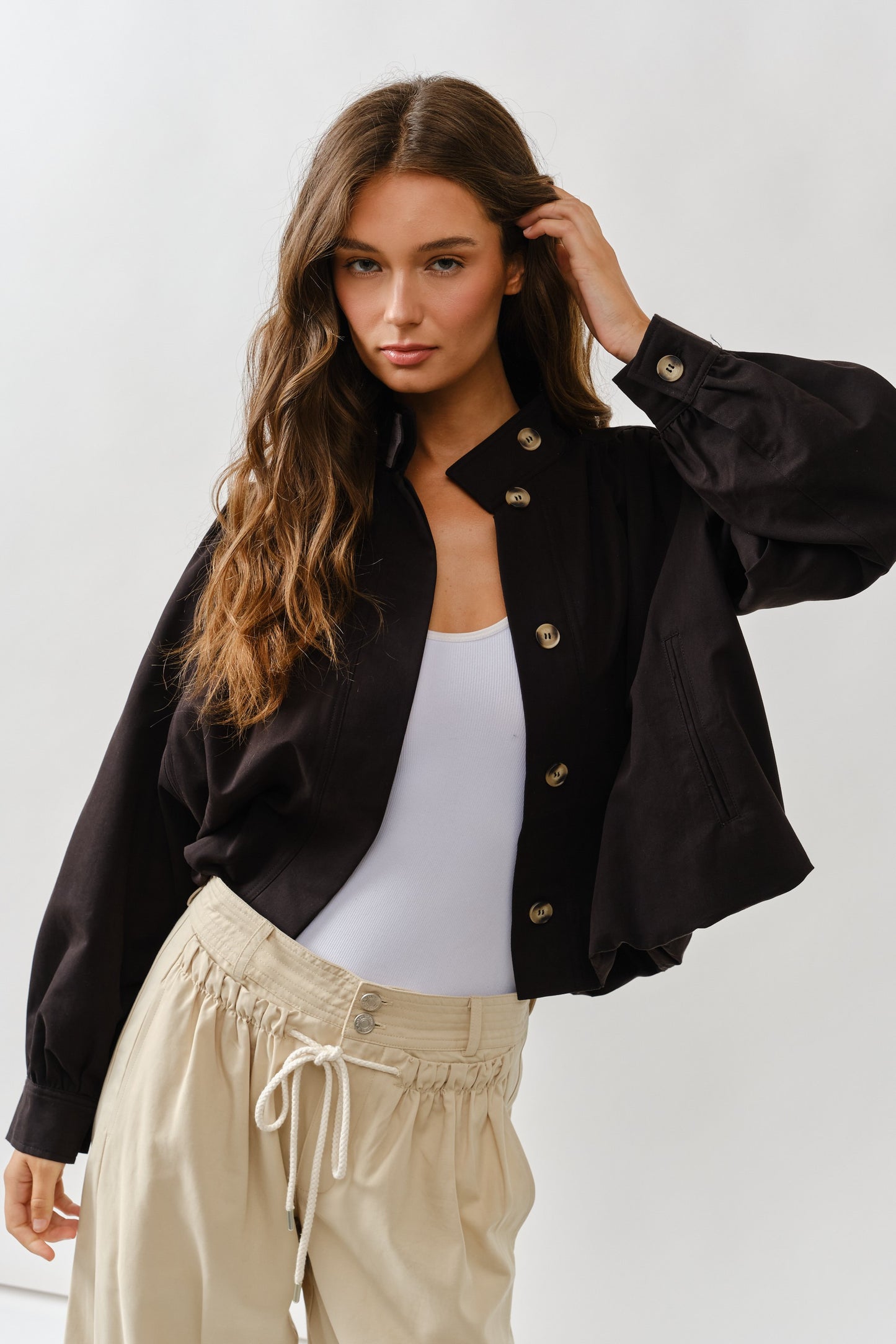Short Balloon Trench Jacket