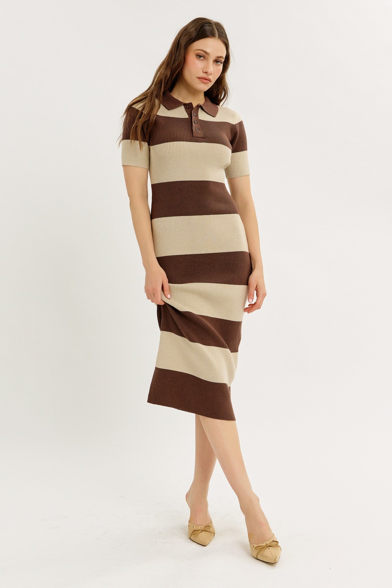 Stripe Polo Sweater Dress