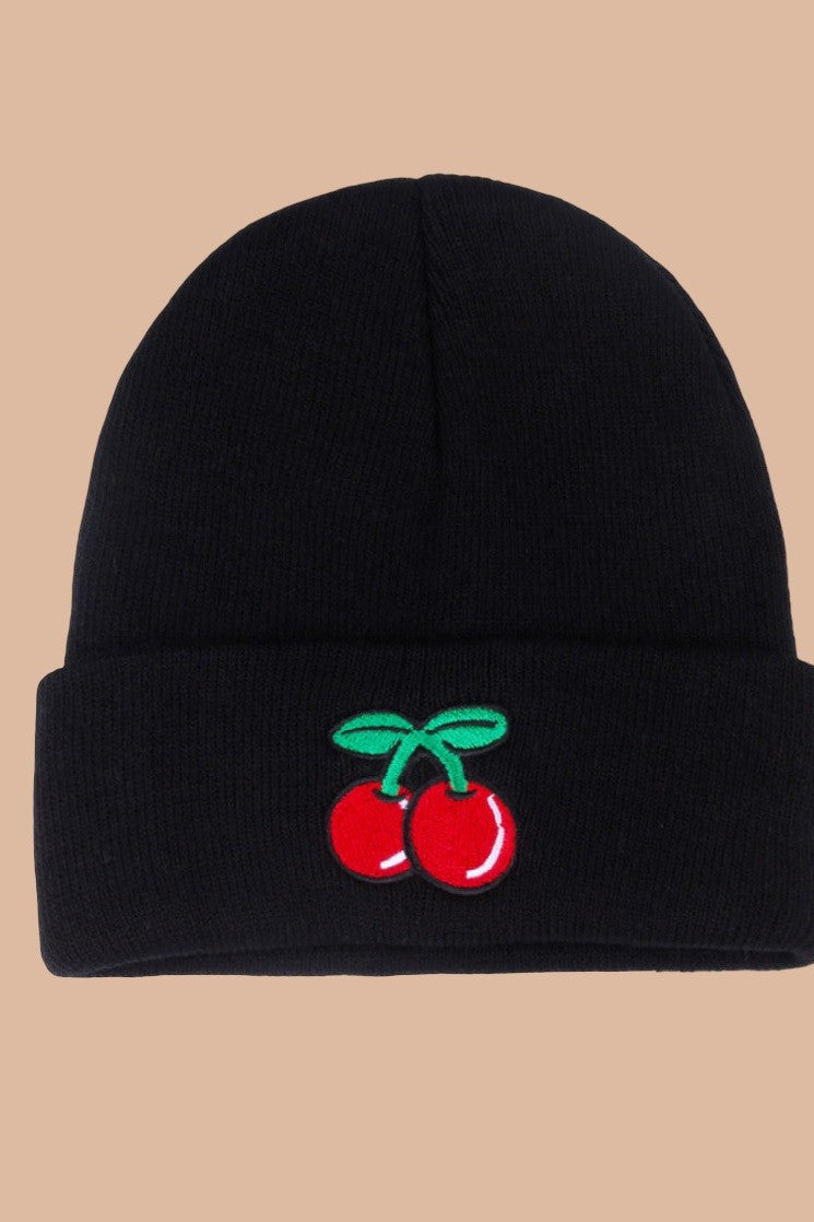 Cherry Embroidered Beanie