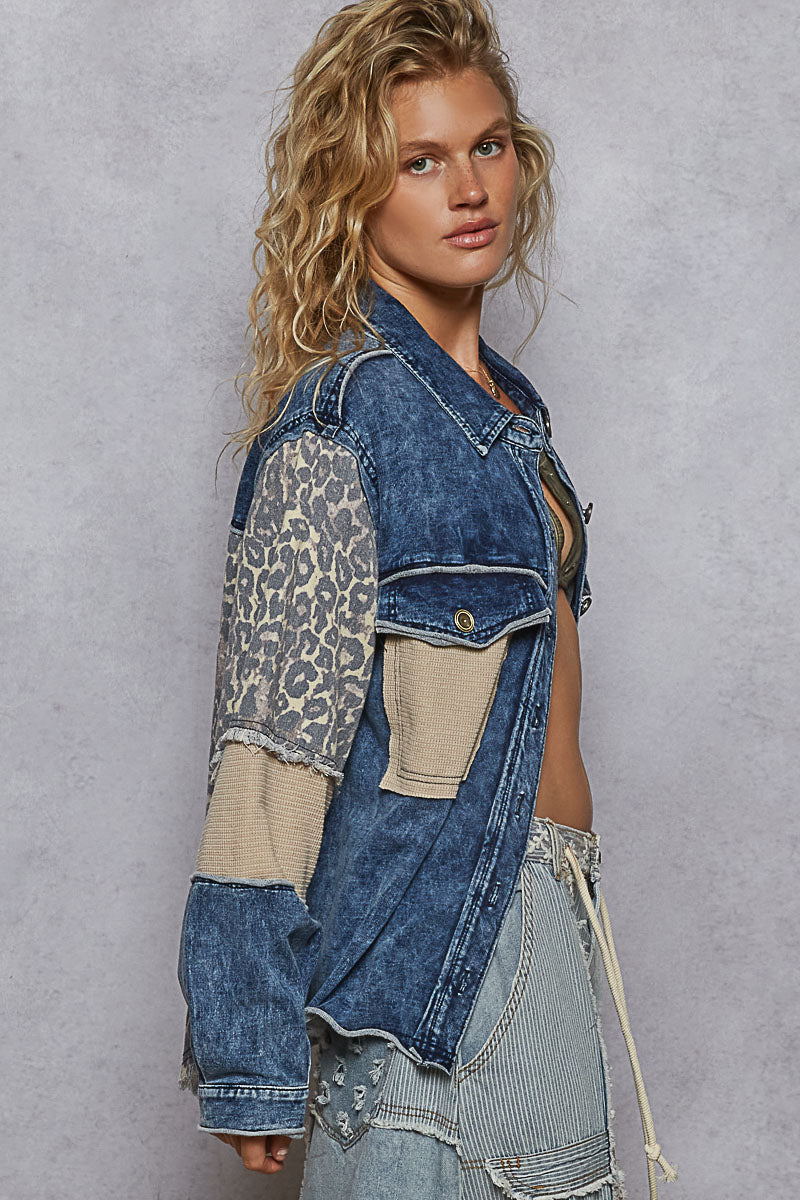 Denim & Leopard Mixed Shacket