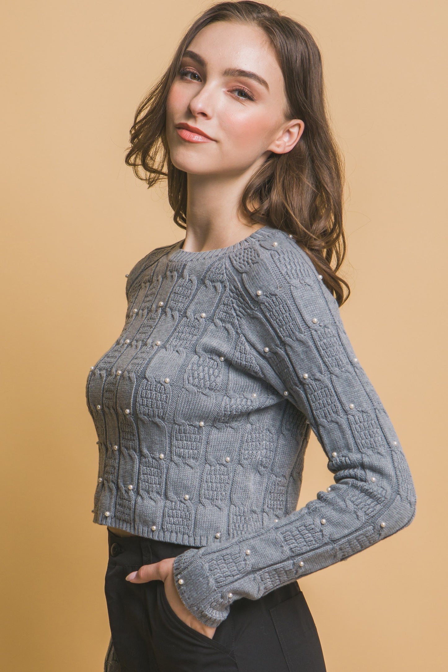 Pearl Cropped Sweater Top