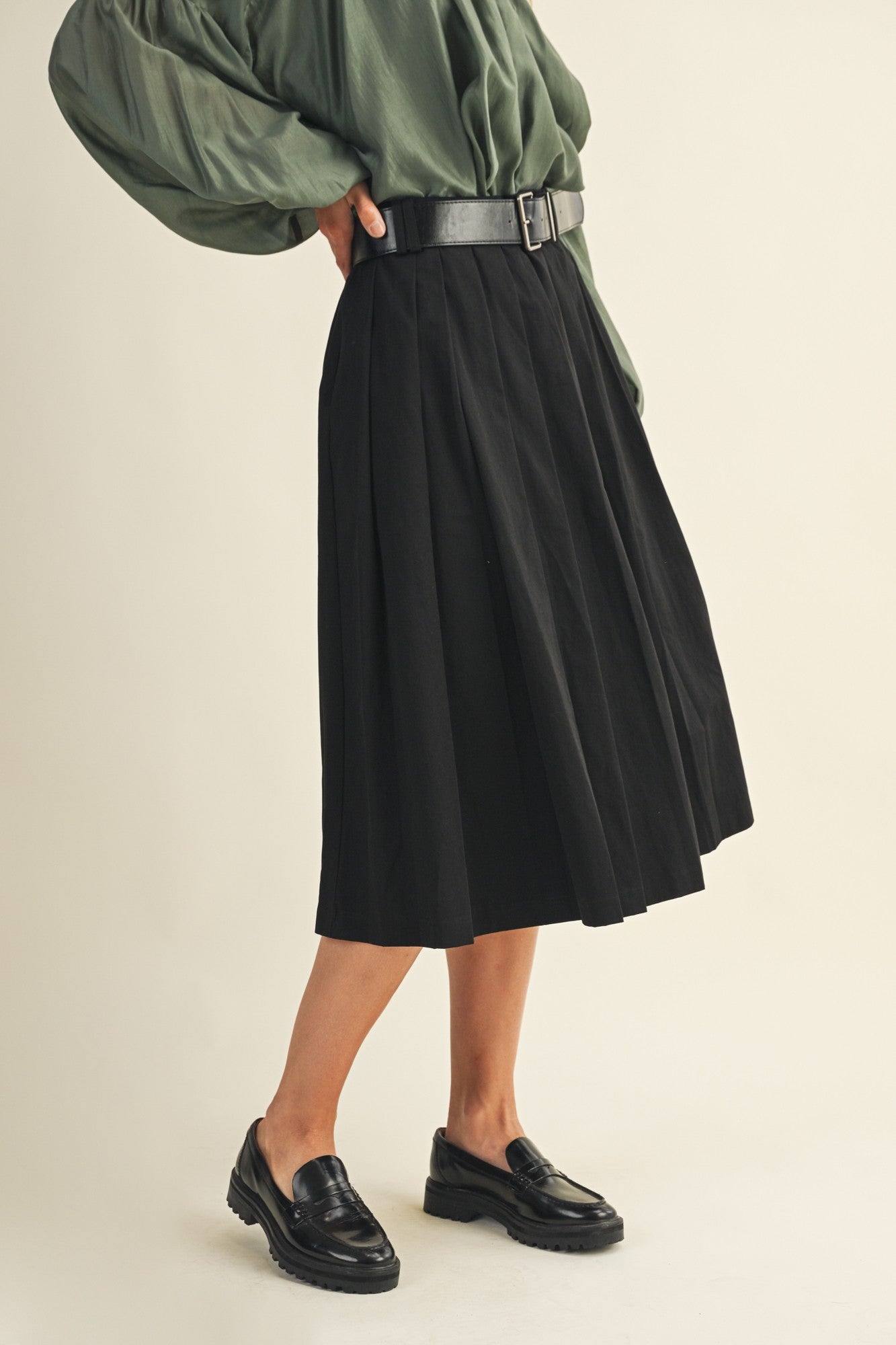 M. Priestly Belted Pleated Skirt