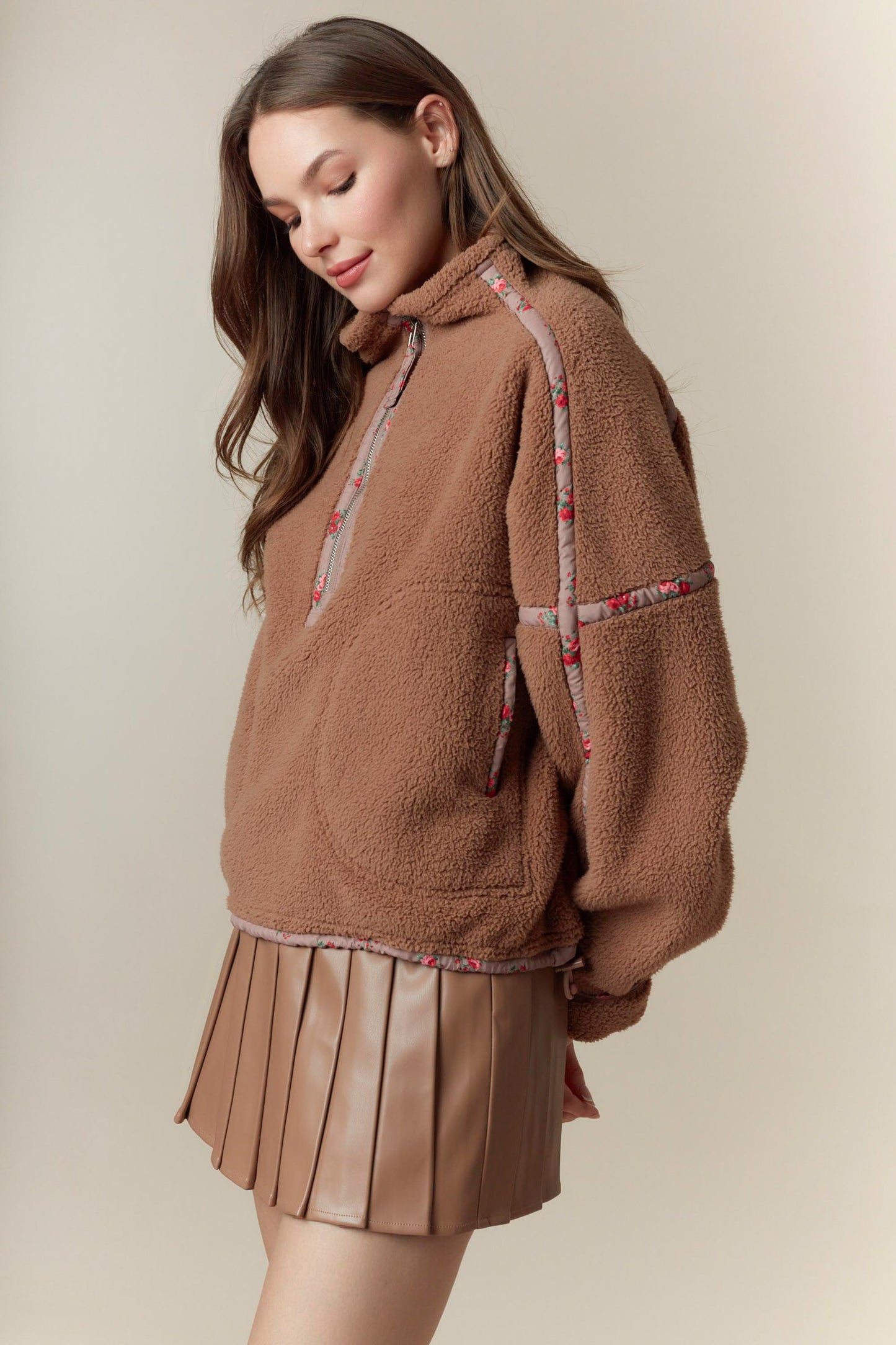 Ditsy Floral Edge Sherpa Jacket