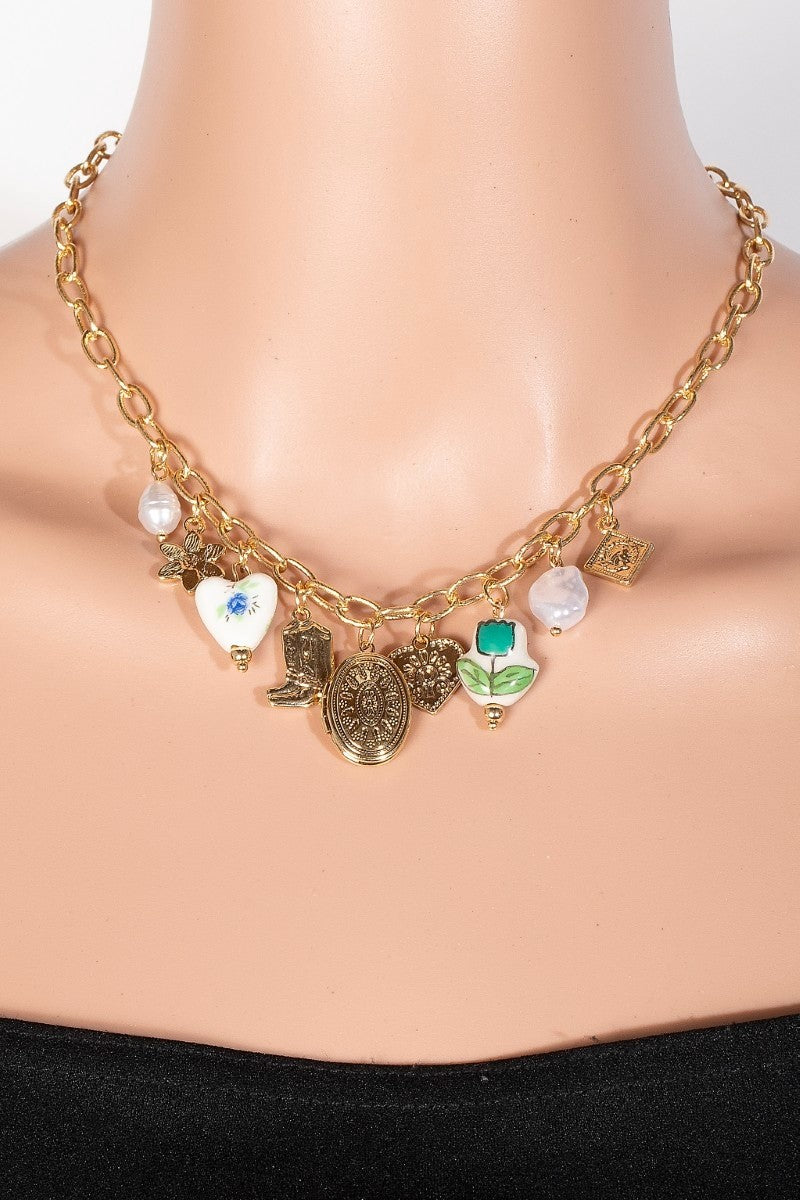 Floral Western Charm Necklace