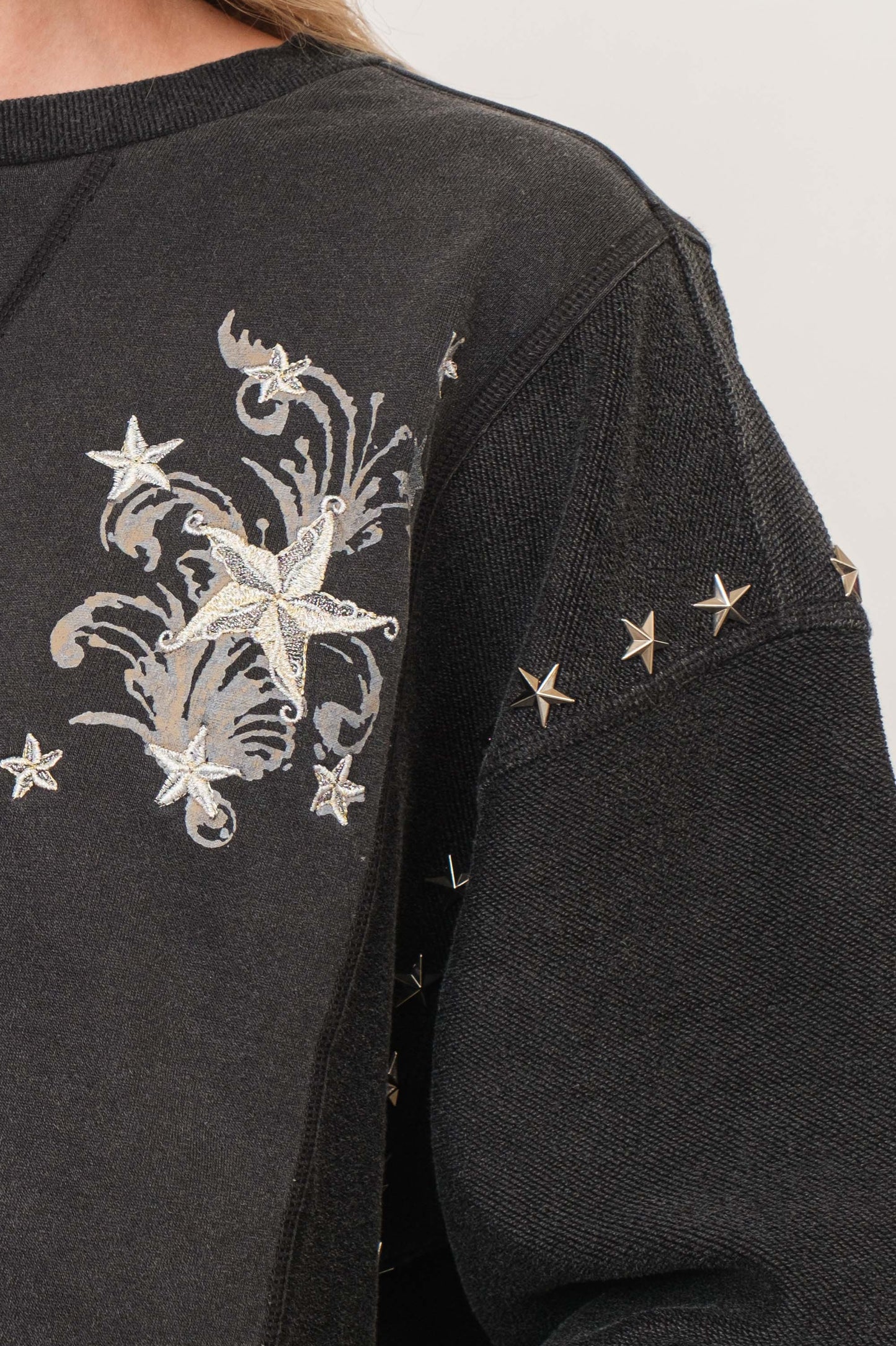 Star Studded Crop Sweatshirt