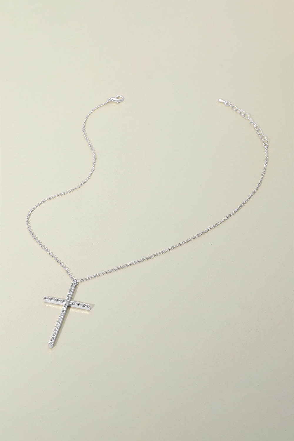 14K Gold Plated Cz Stone Paved Cross Necklace