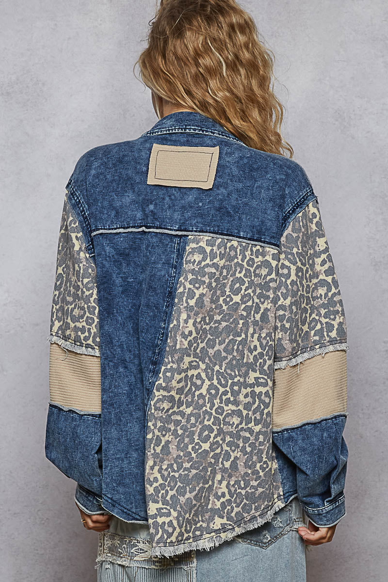 Denim & Leopard Mixed Shacket