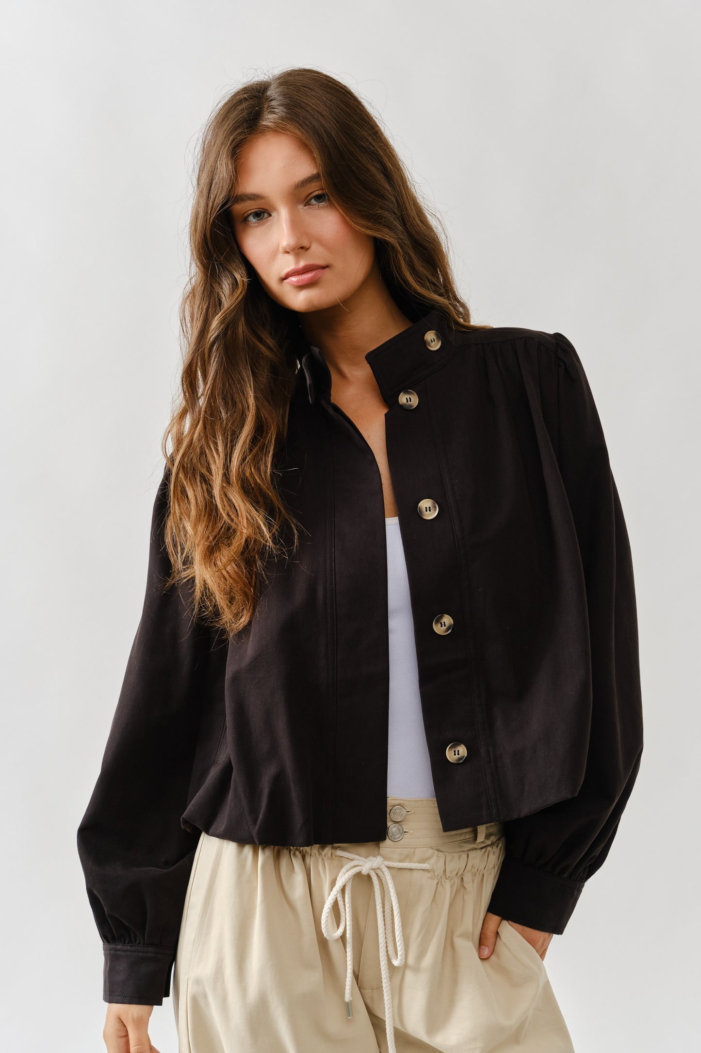 Short Balloon Trench Jacket