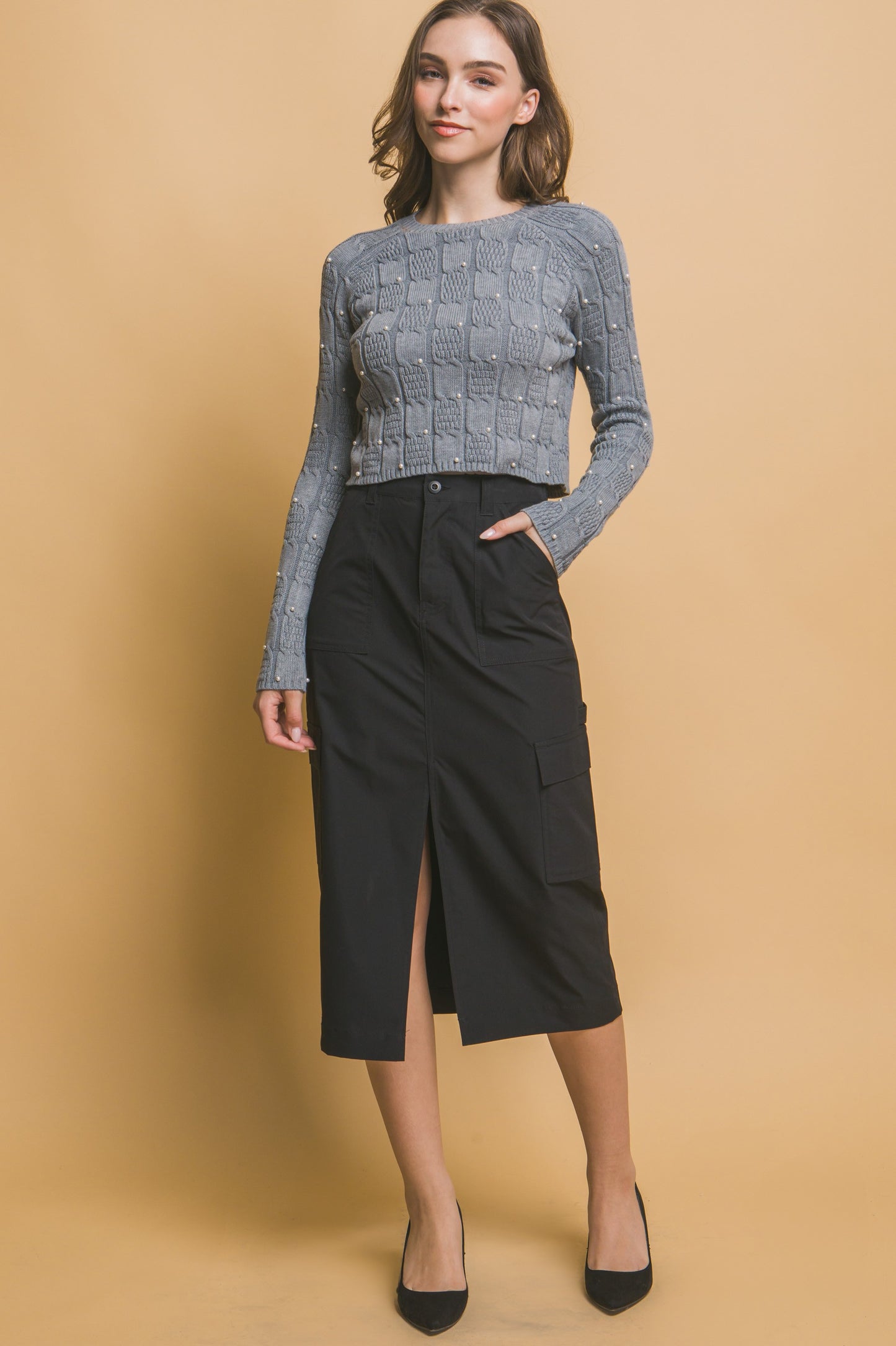 Pearl Cropped Sweater Top