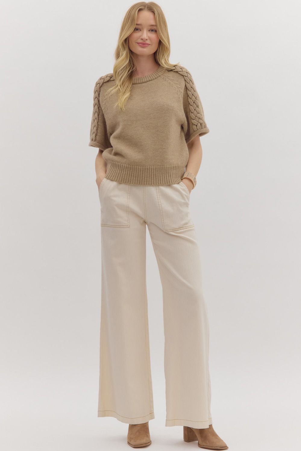 Braided Sleeve Sweater