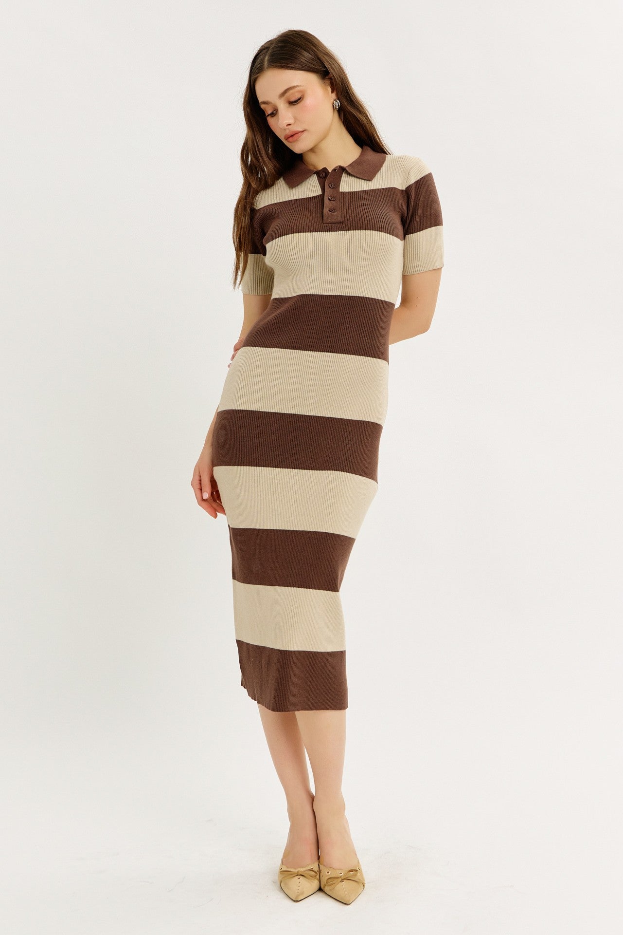 Stripe Polo Sweater Dress