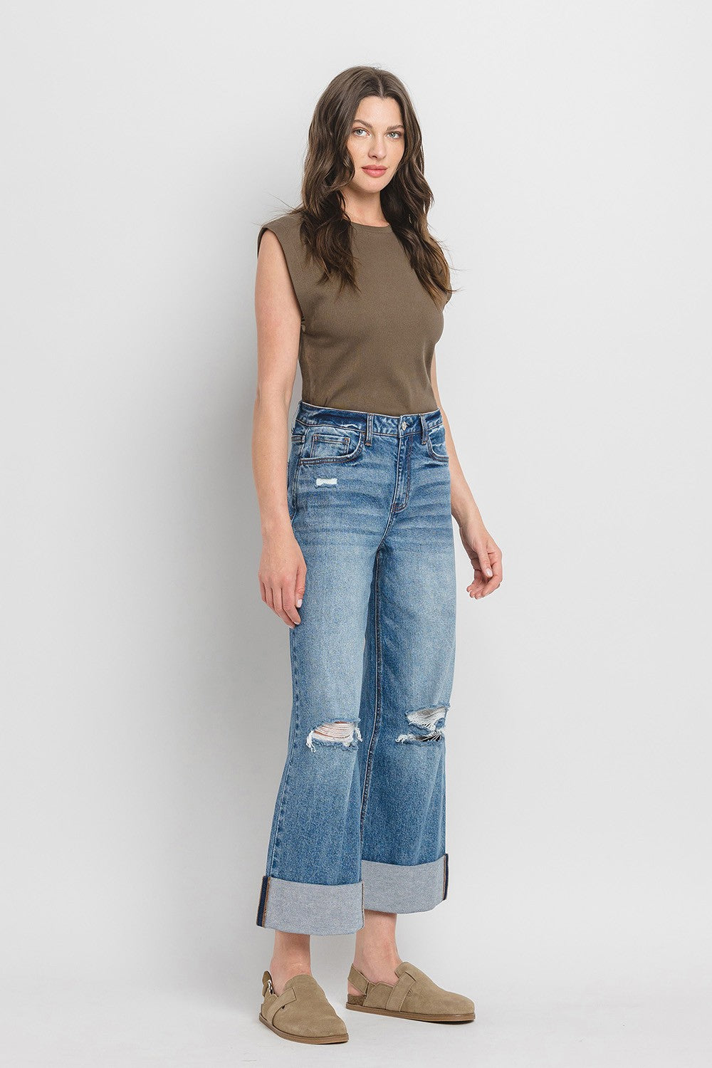 Rosy Double Cuff Baggy Jean