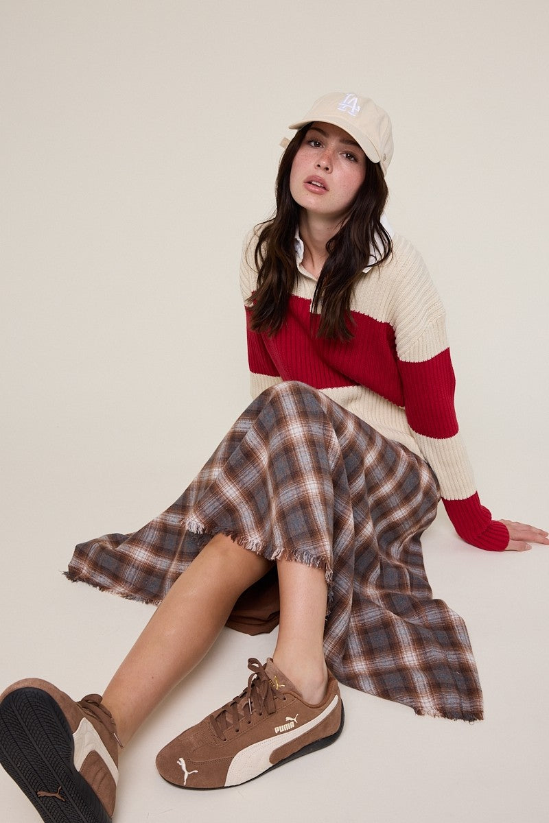 Tartan Checker Fringe Skirt