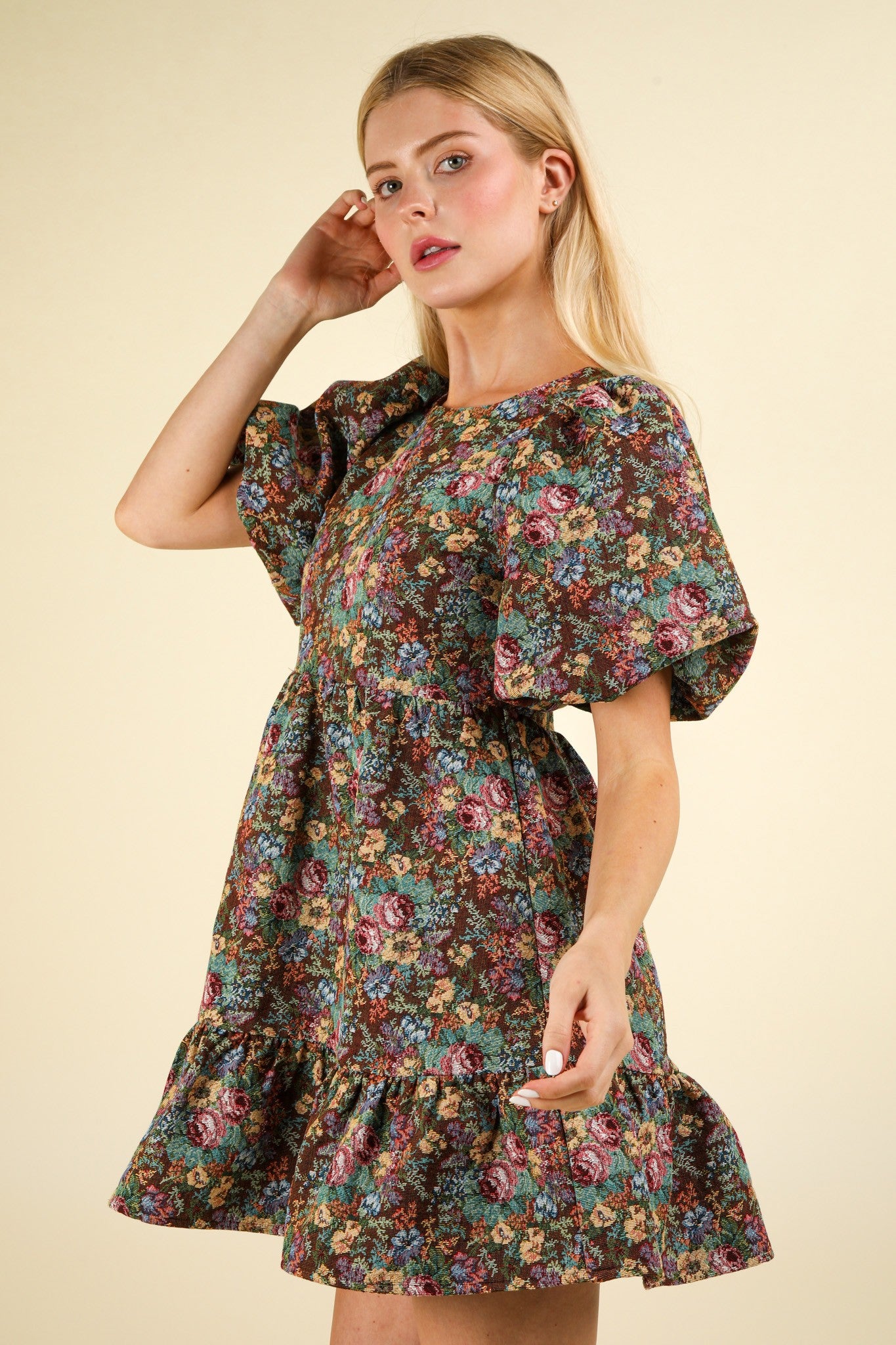 Floral Jacquard Mini Dress