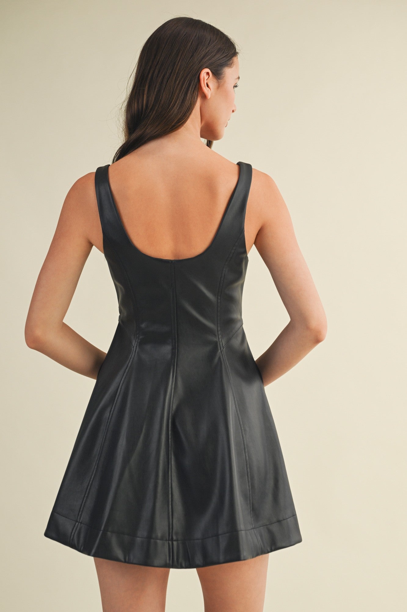Zip Up Vegan Leather Dress