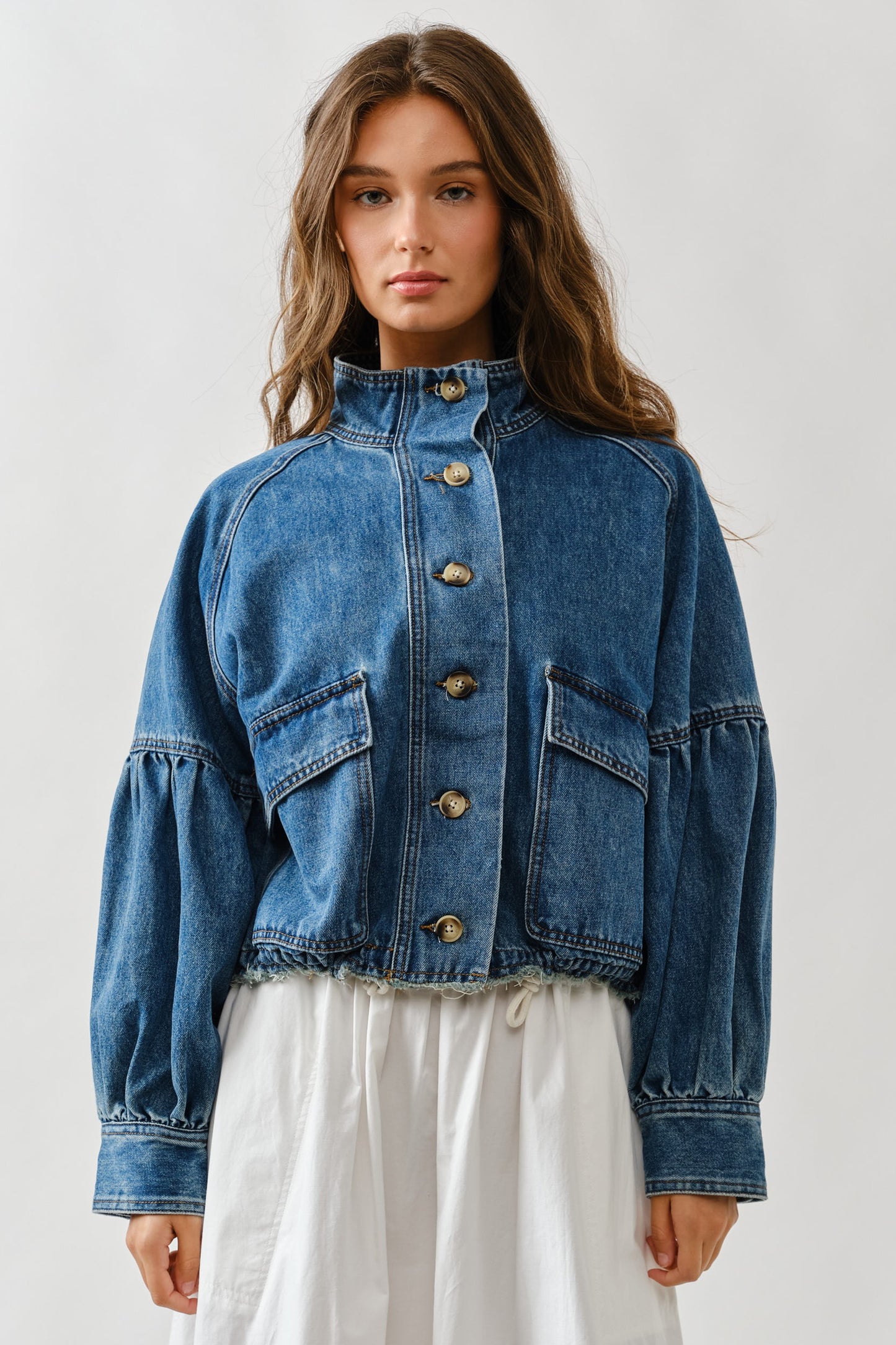 Balloon Sleeve Denim Jacket