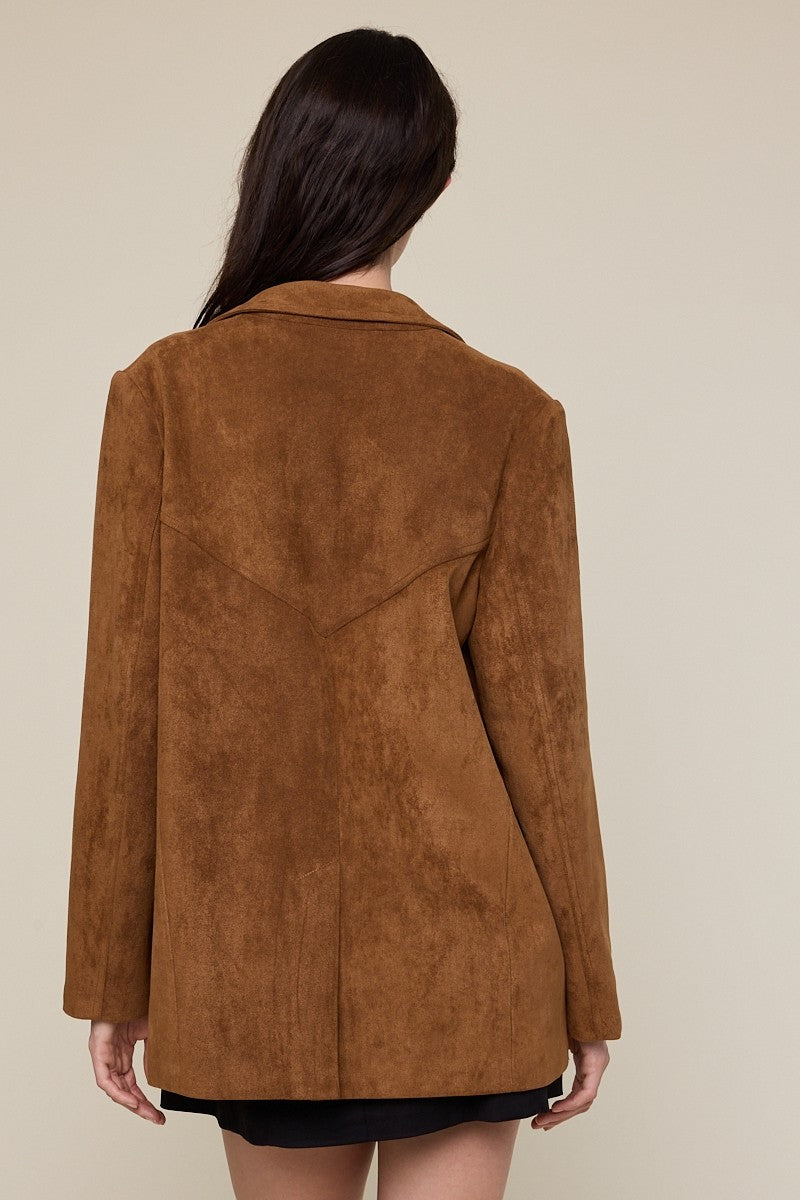 Fin Oversized Suede Like Blazer