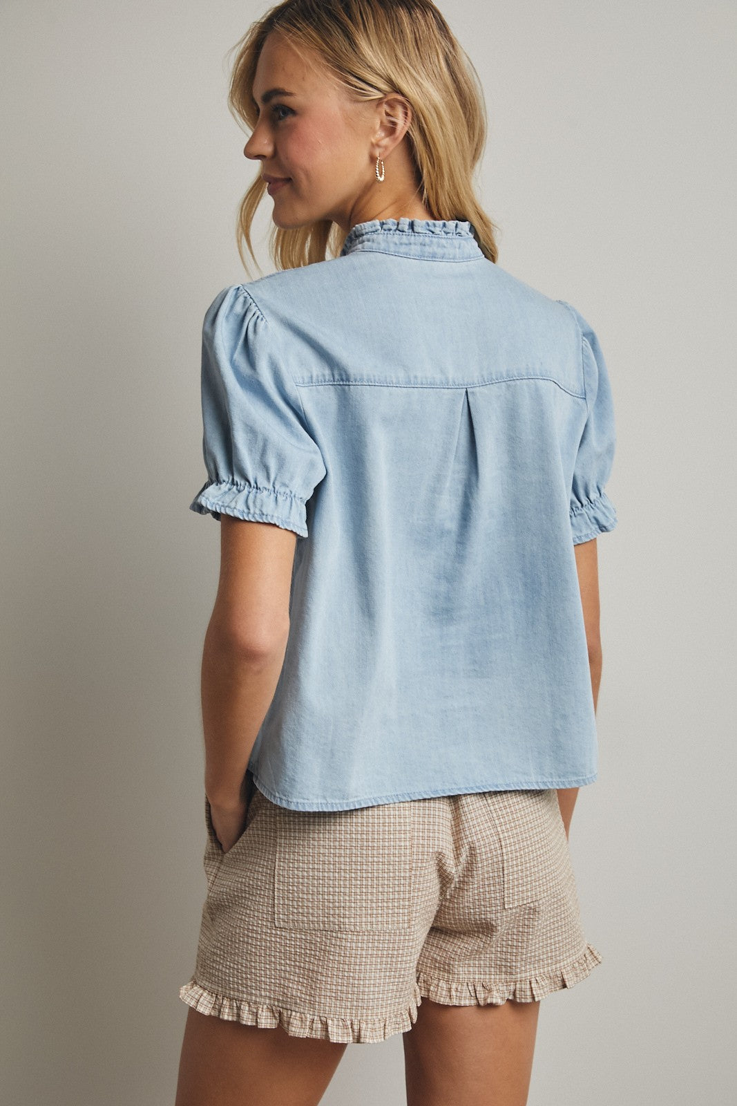 Puff Sleeve Demin Shirt