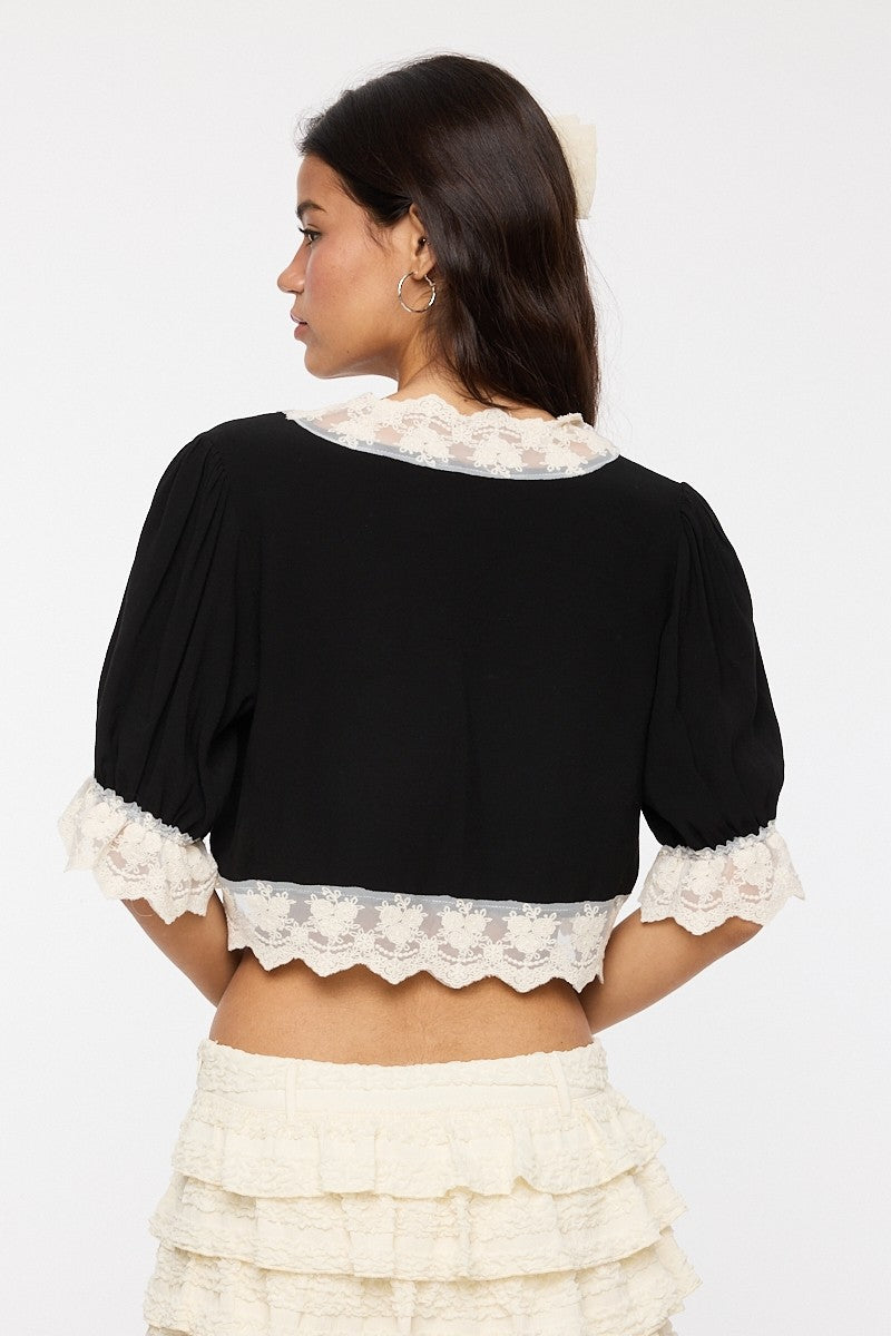 Lace Trim Crop Top