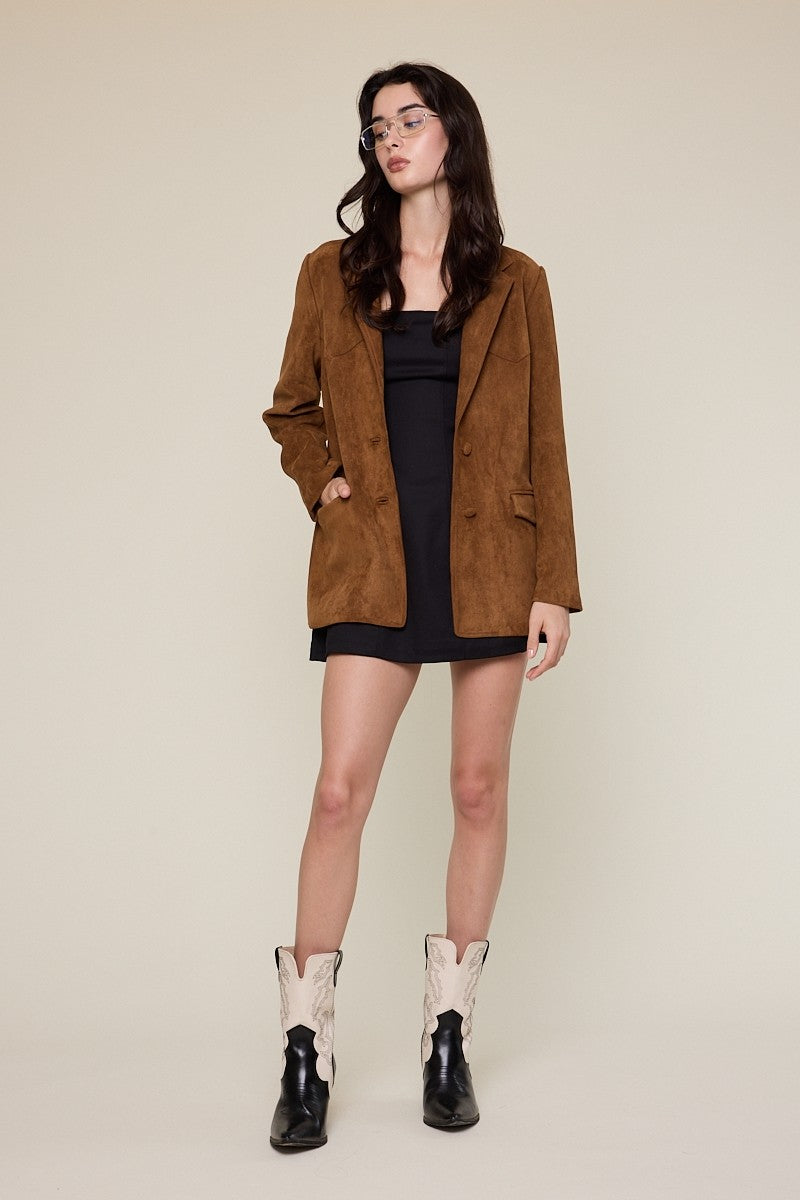 Fin Oversized Suede Like Blazer